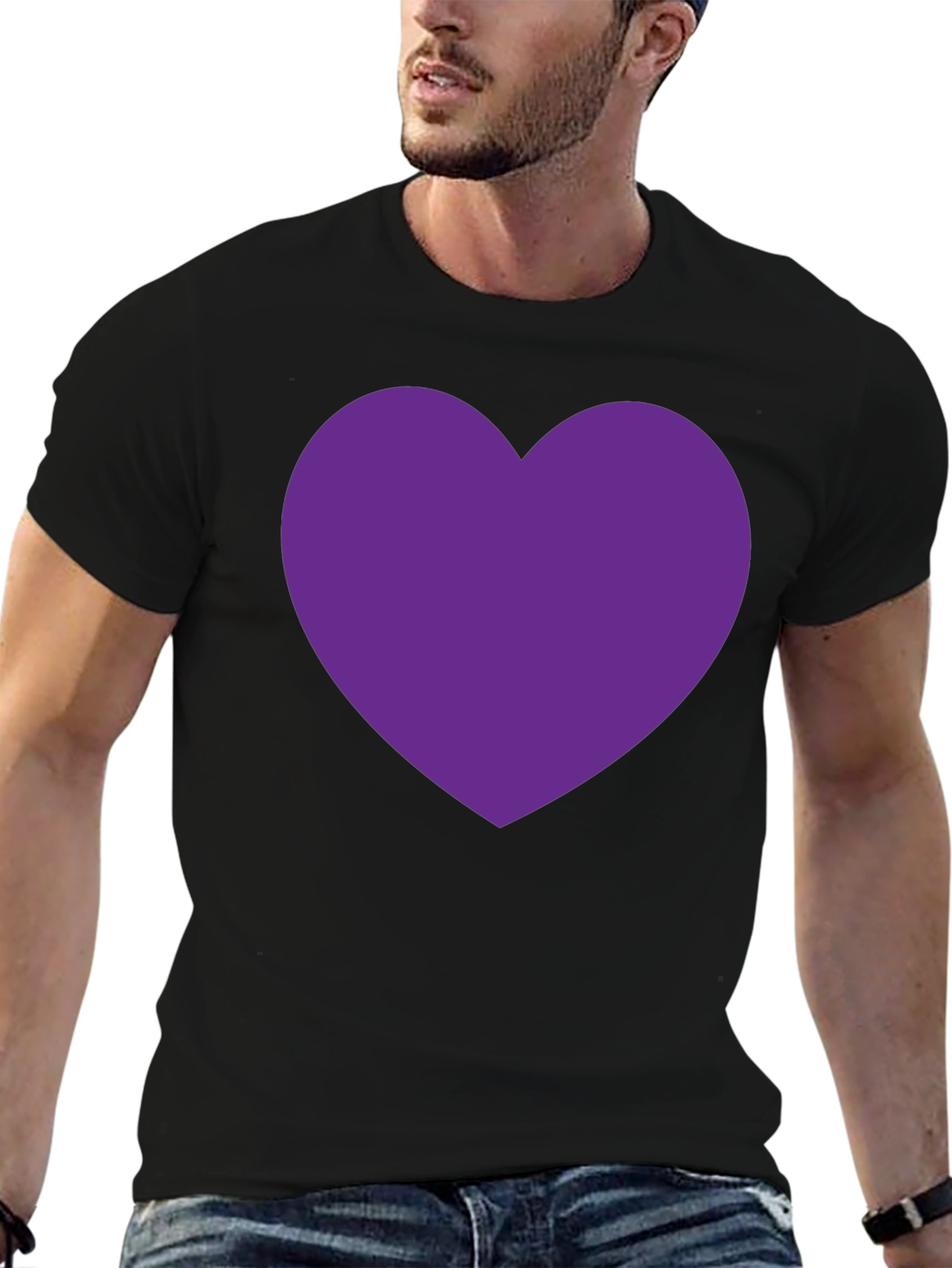 Heart Tee - Bold Purple Heart on Black
