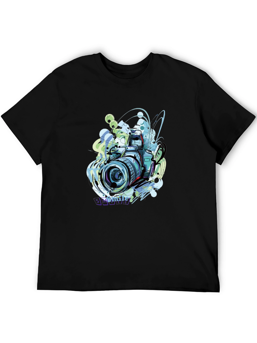 Camera Graphic Print Black T-Shirt