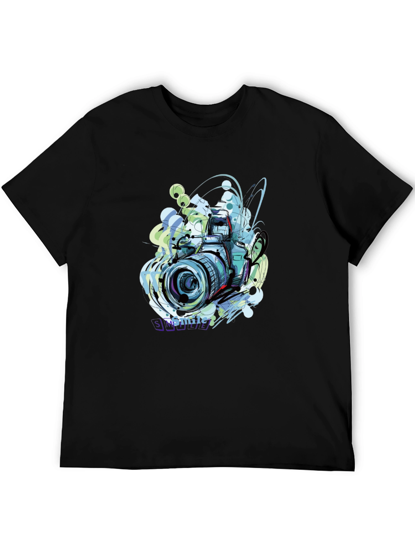 Camera Graphic Print Black T-Shirt