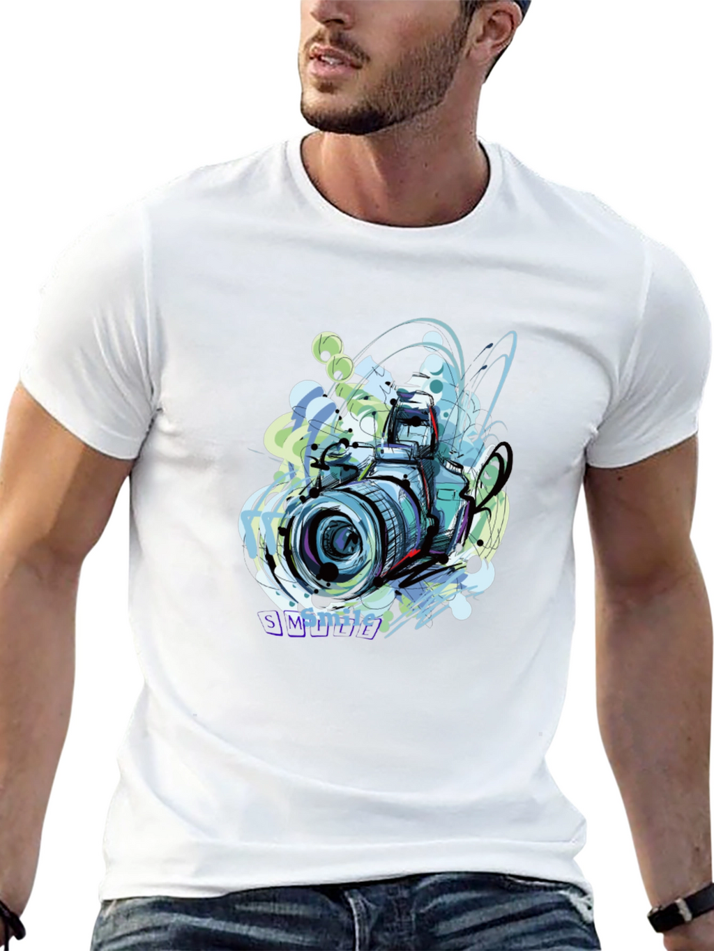 Camera Graphic Print Black T-Shirt