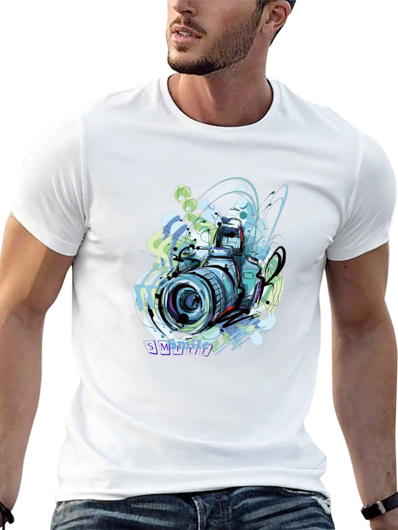 Camera Graphic Print Black T-Shirt