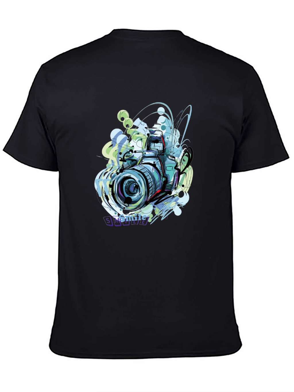 Camera Graphic Print Black T-Shirt