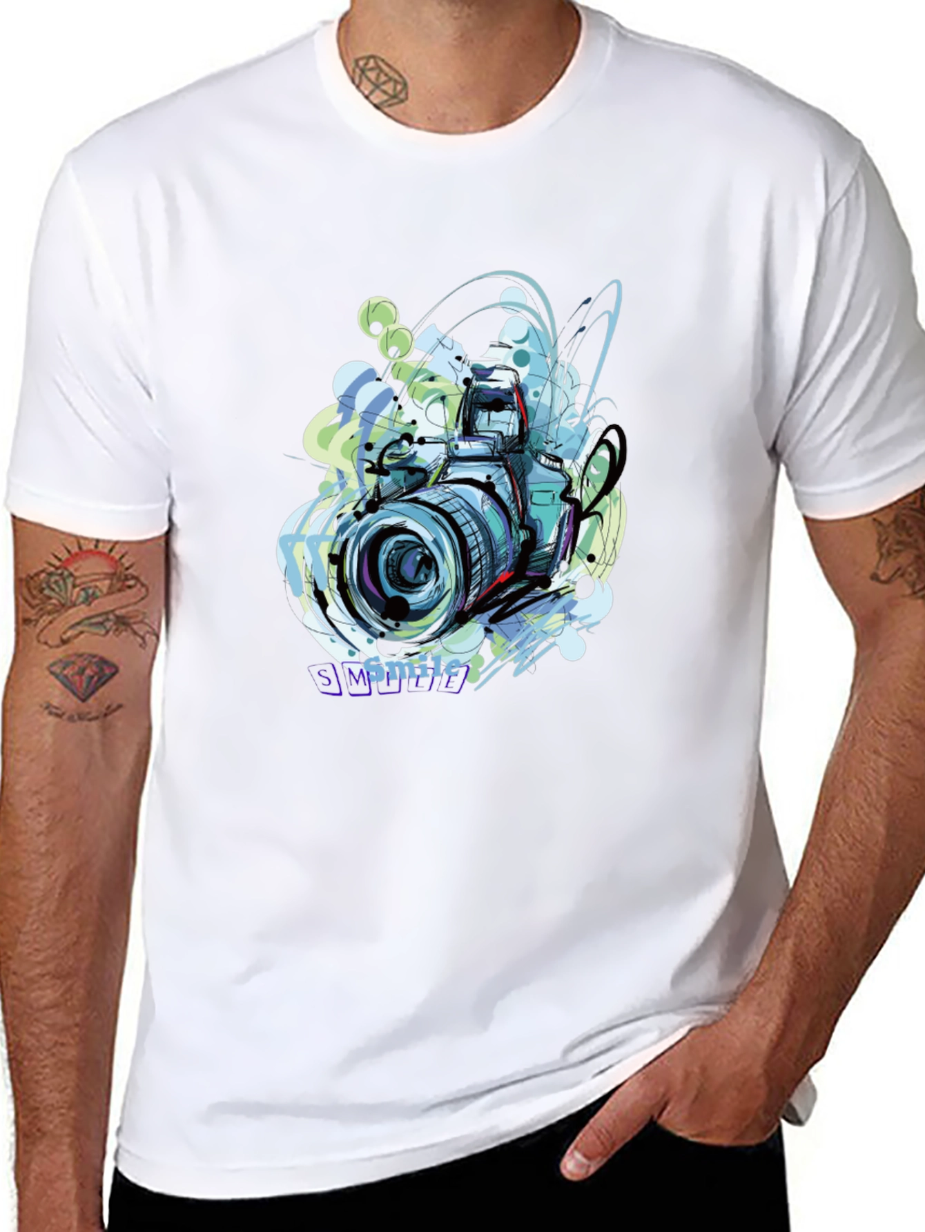 Camera Graphic Print Black T-Shirt