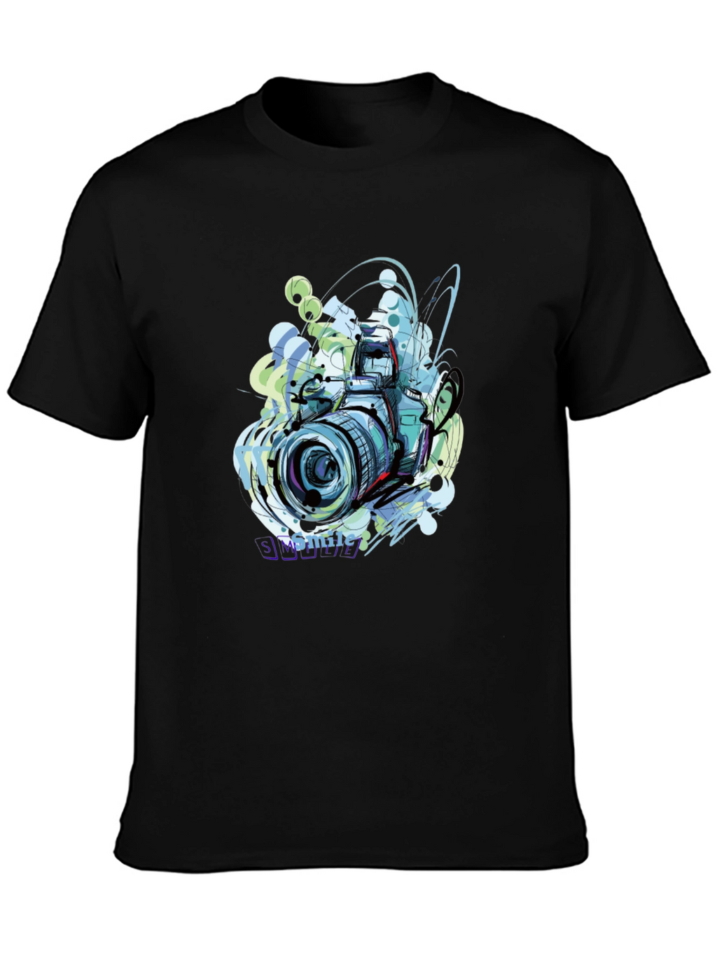 Camera Graphic Print Black T-Shirt