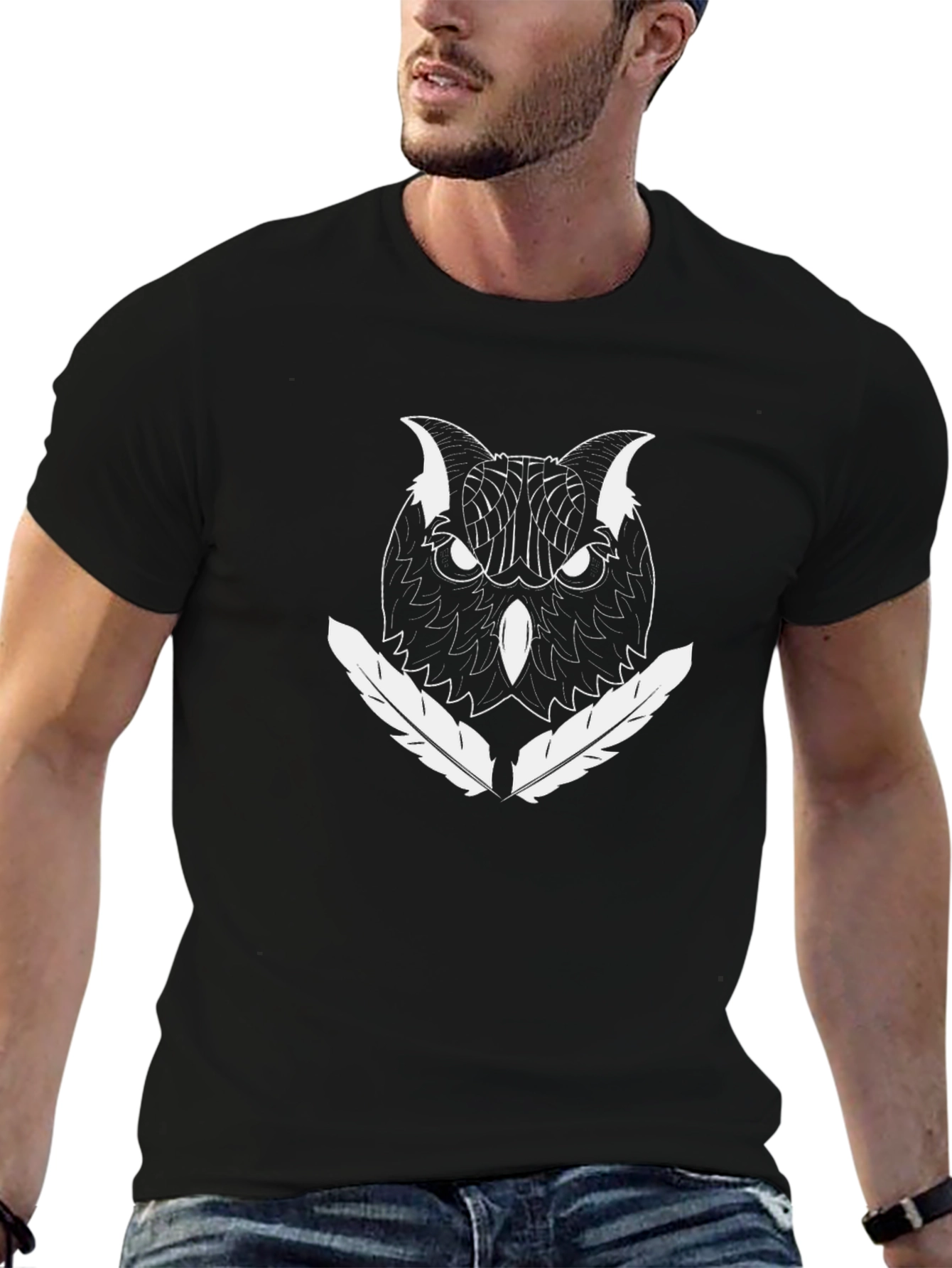 Owl Graphic Black T-Shirt