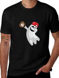 Baseball Ghost Graphic Tee - Funny Halloween Shirt