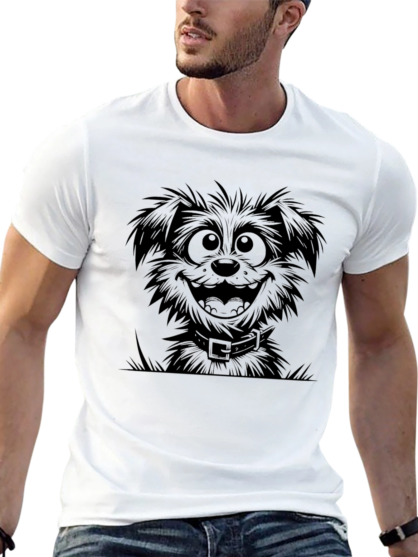 Cartoon Dog Black T-Shirt