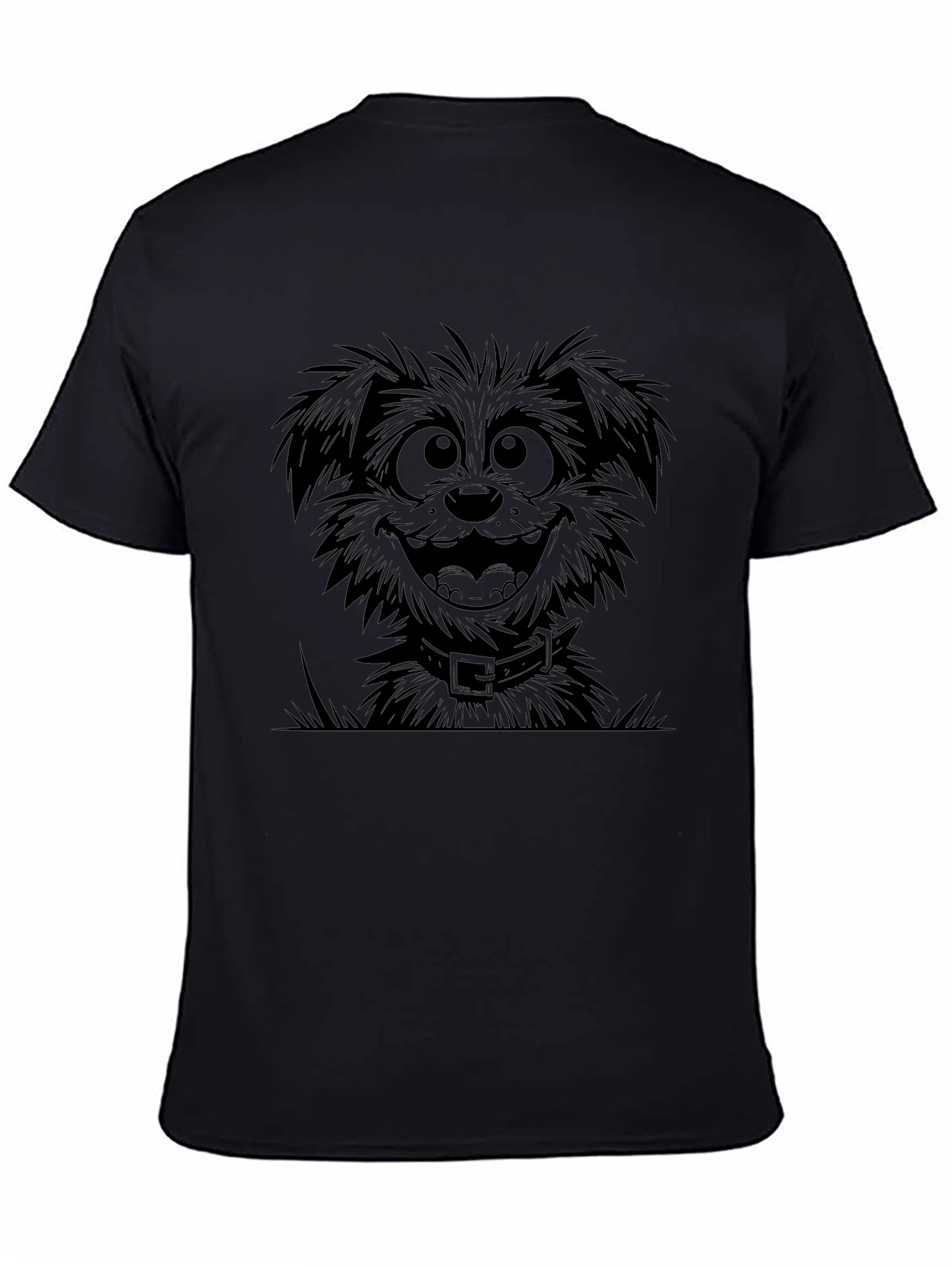 Cartoon Dog Black T-Shirt