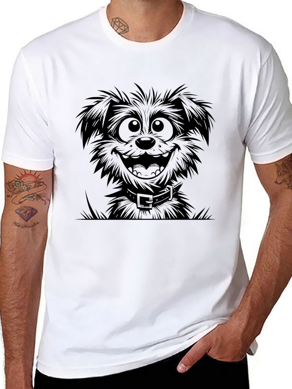 Cartoon Dog Black T-Shirt