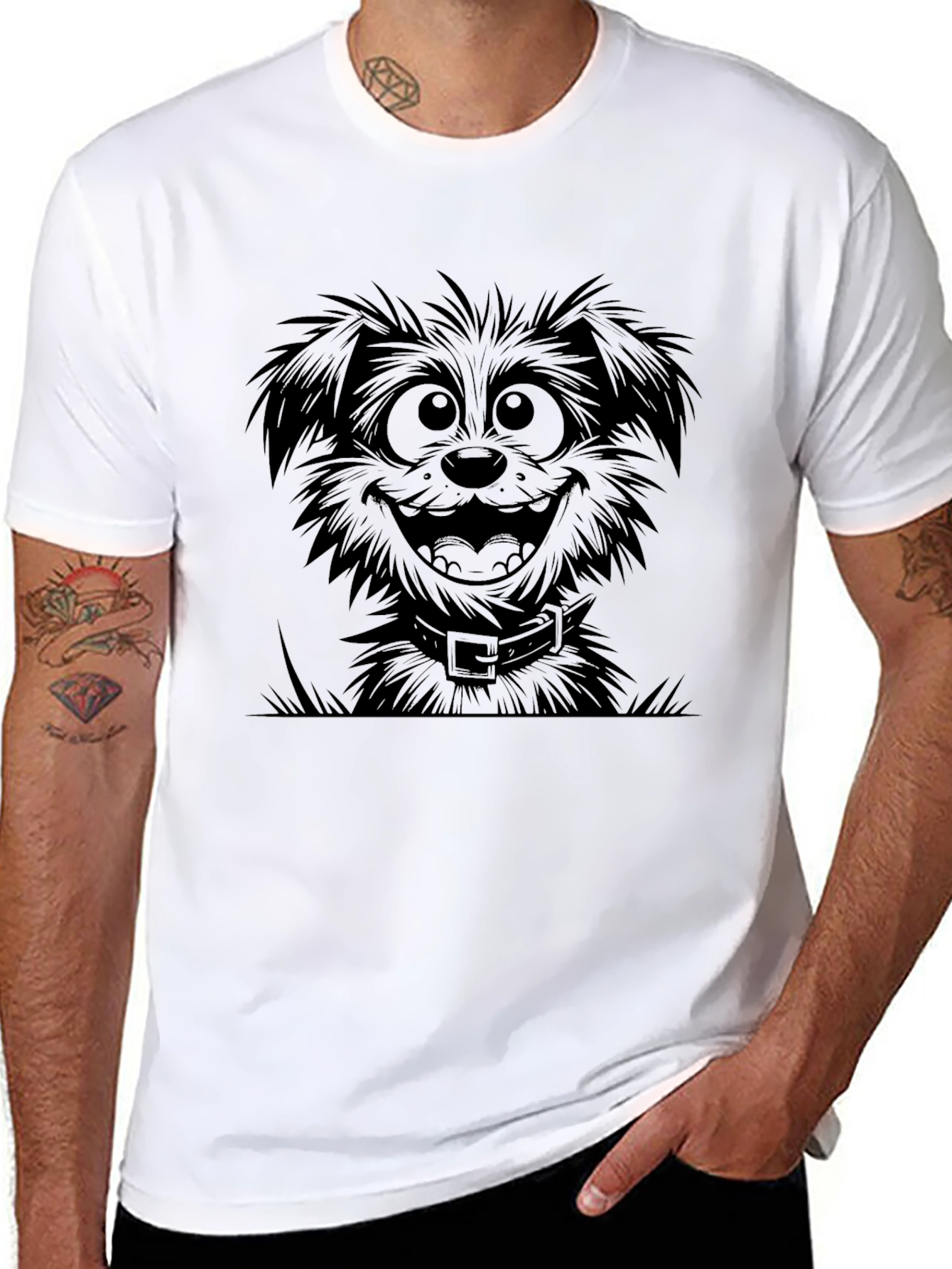 Cartoon Dog Black T-Shirt