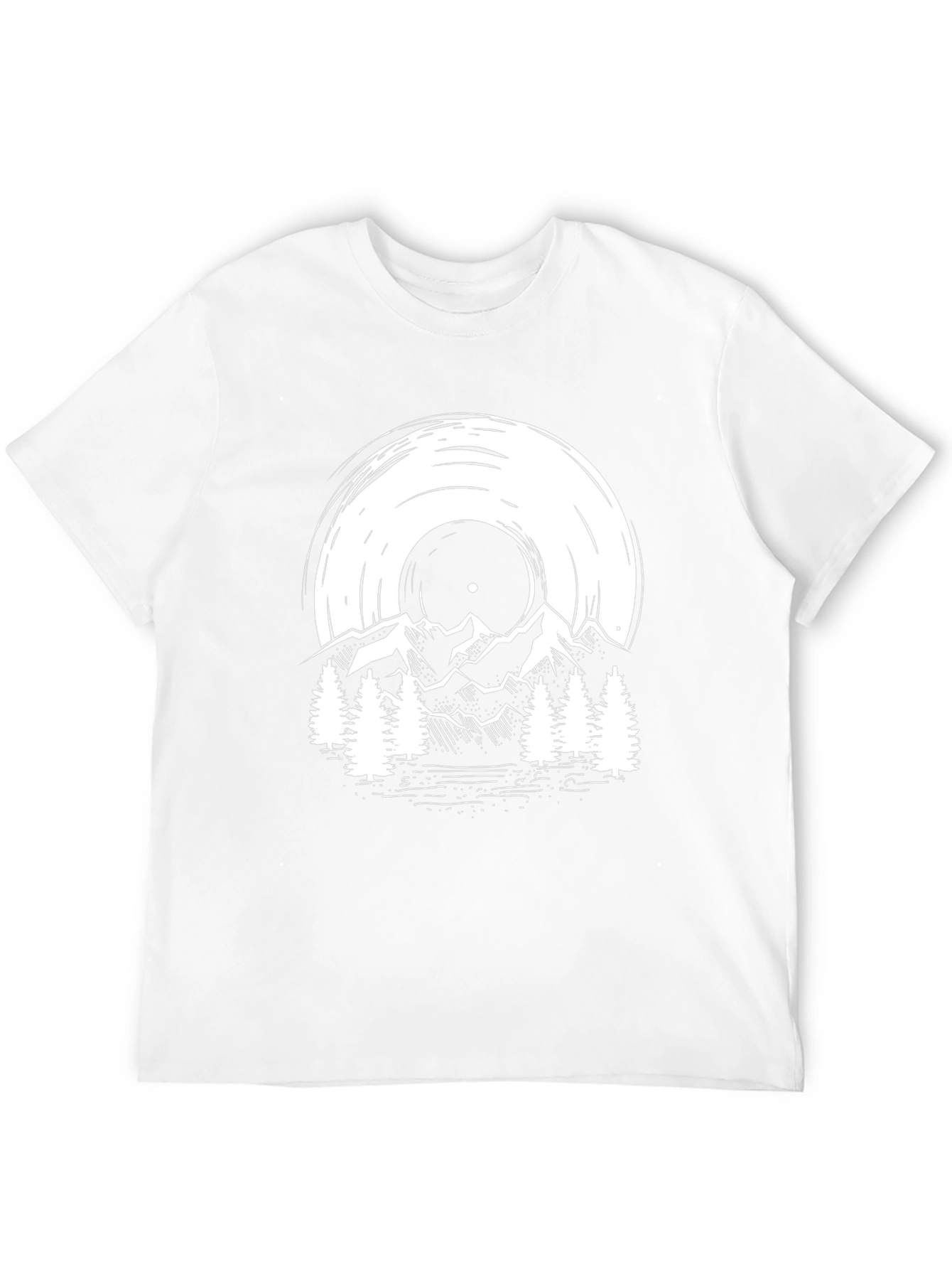 Vinyl Record Mountain Scene Graphic Tee