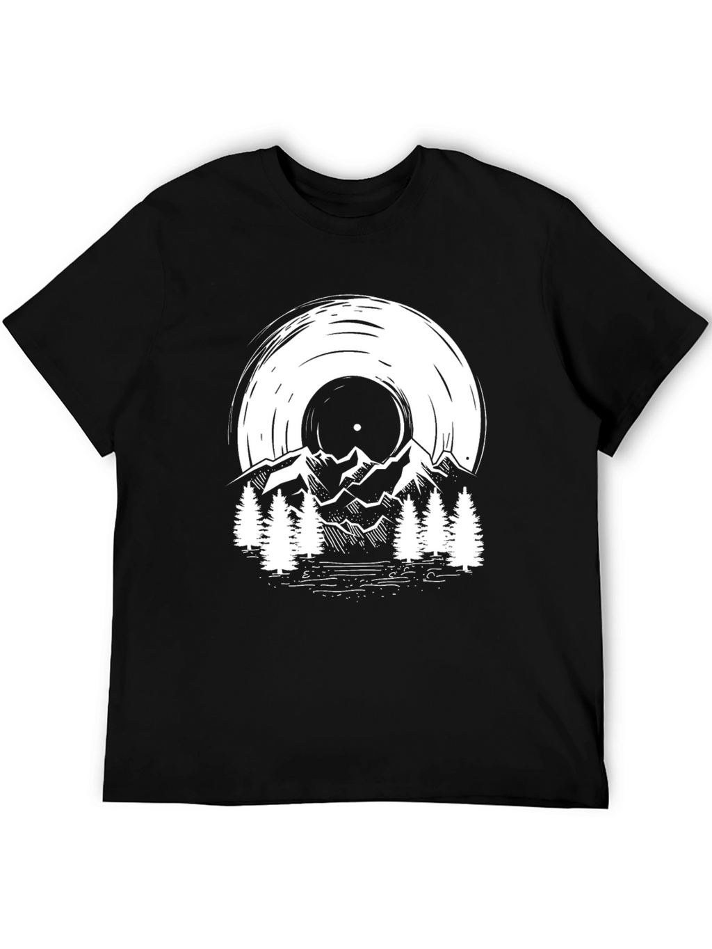 Vinyl Record Mountain Scene Graphic Tee