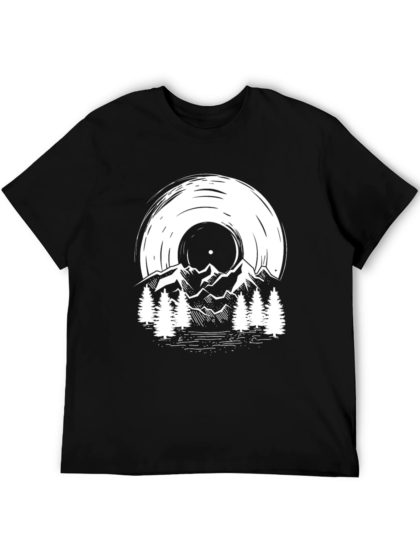 Vinyl Record Mountain Scene Graphic Tee