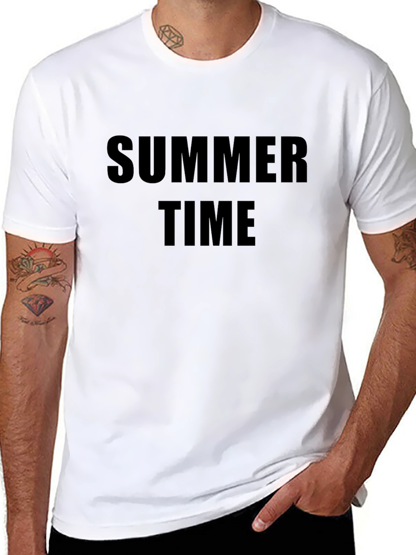 Summer Time Black Graphic Tee - Casual Style