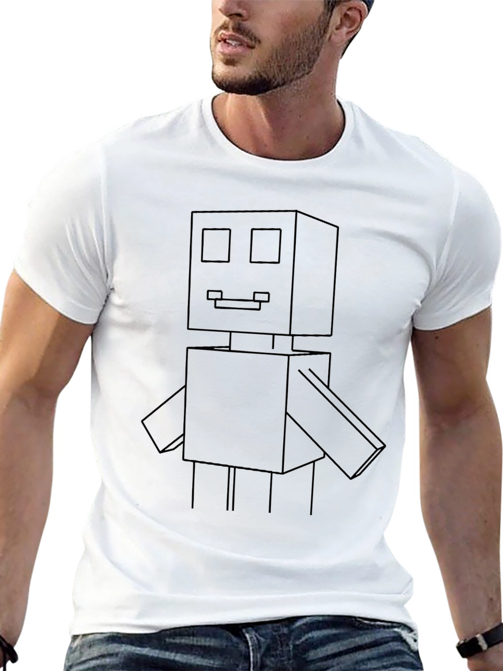 Geometric Robot Graphic Tee - Unique Design