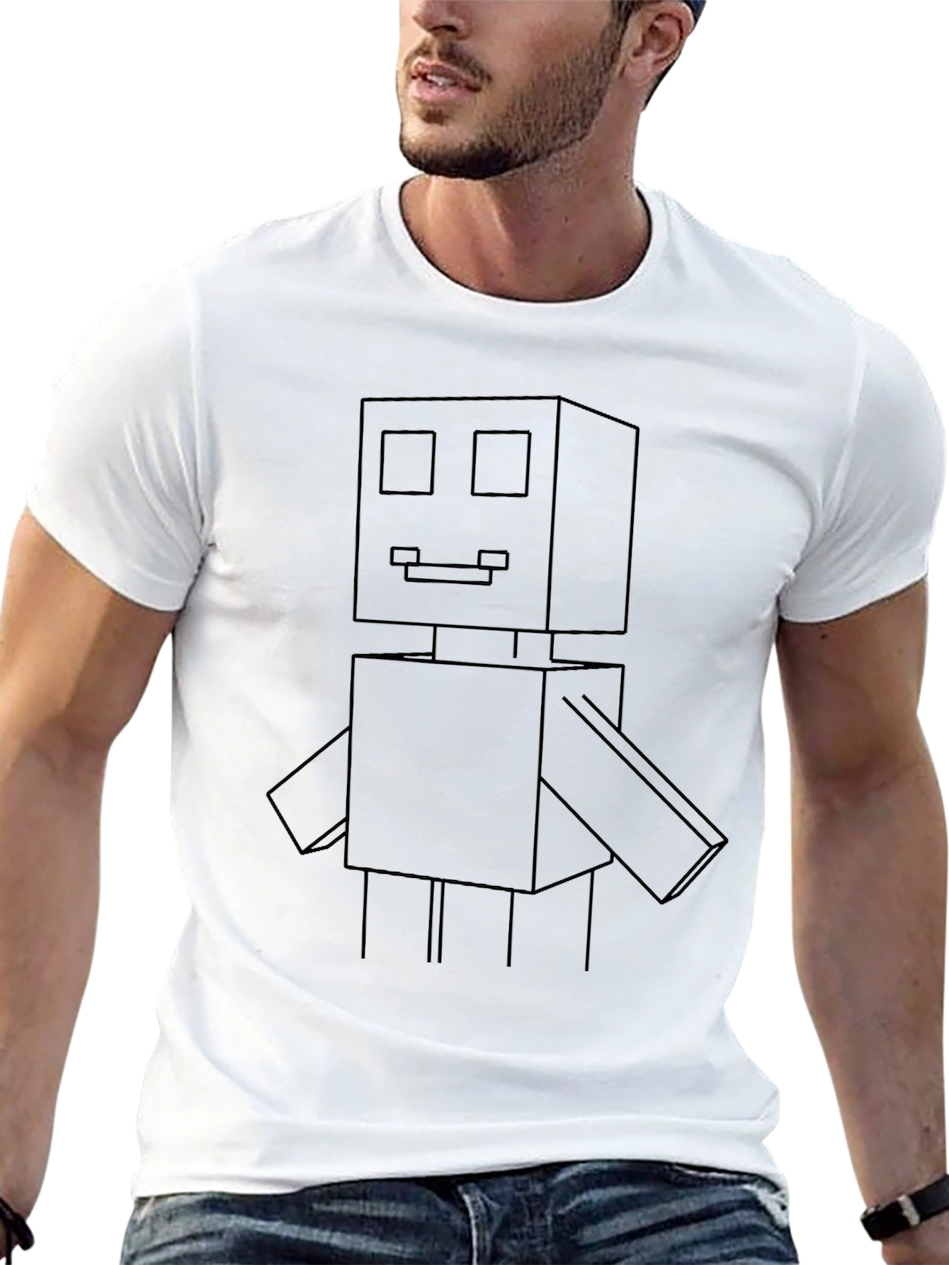 Geometric Robot Graphic Tee - Unique Design