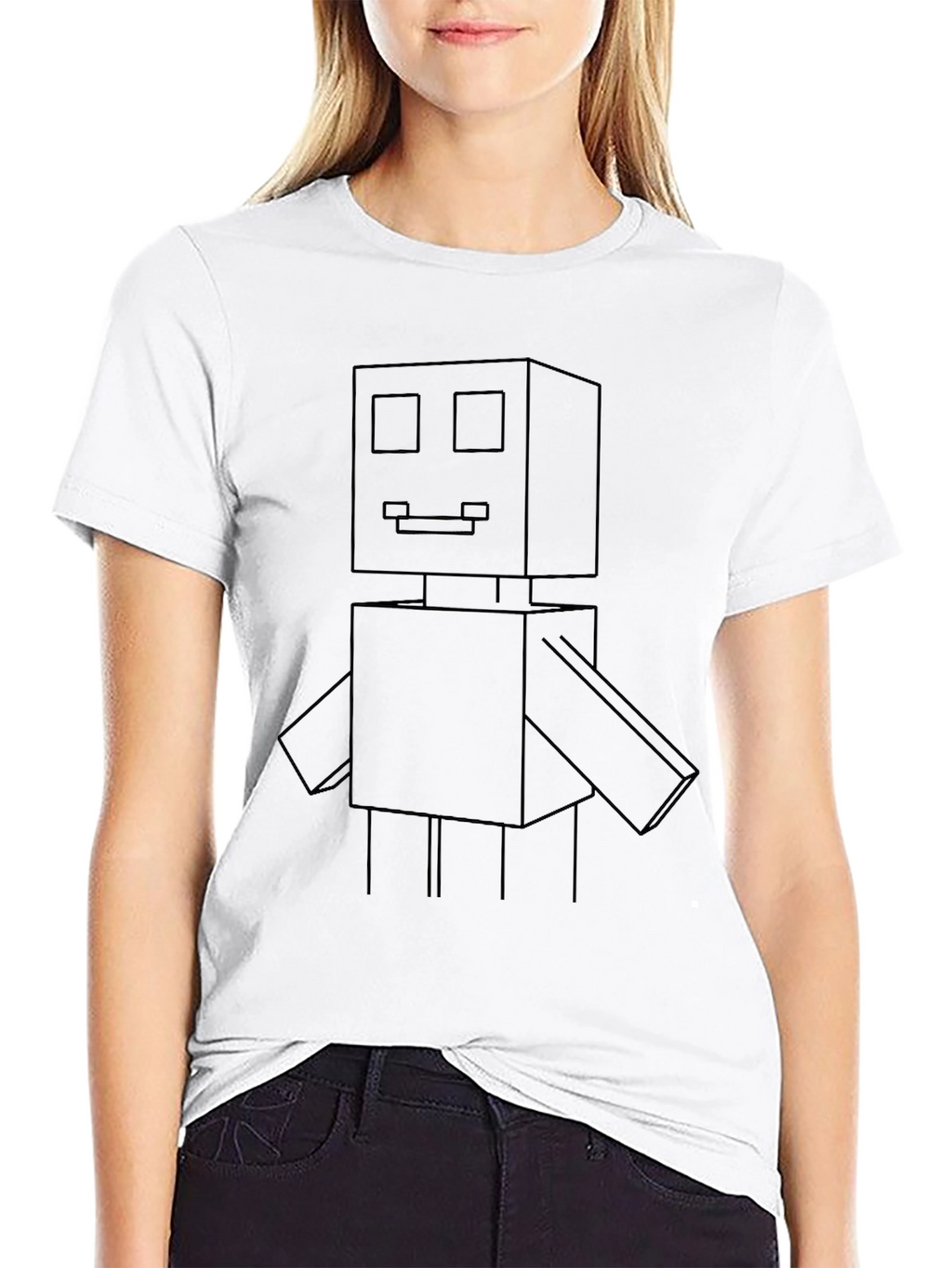 Geometric Robot Graphic Tee - Unique Design