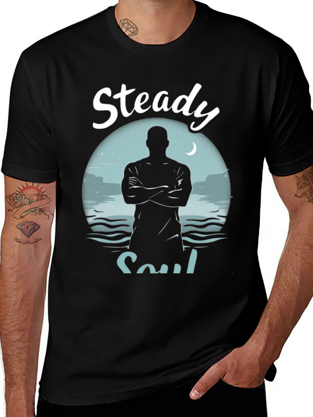 Steady Soul Graphic Tee - Mens Black T-Shirt