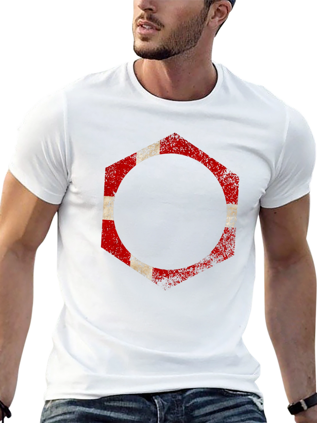 Denmark Flag Hexagon Graphic T-Shirt