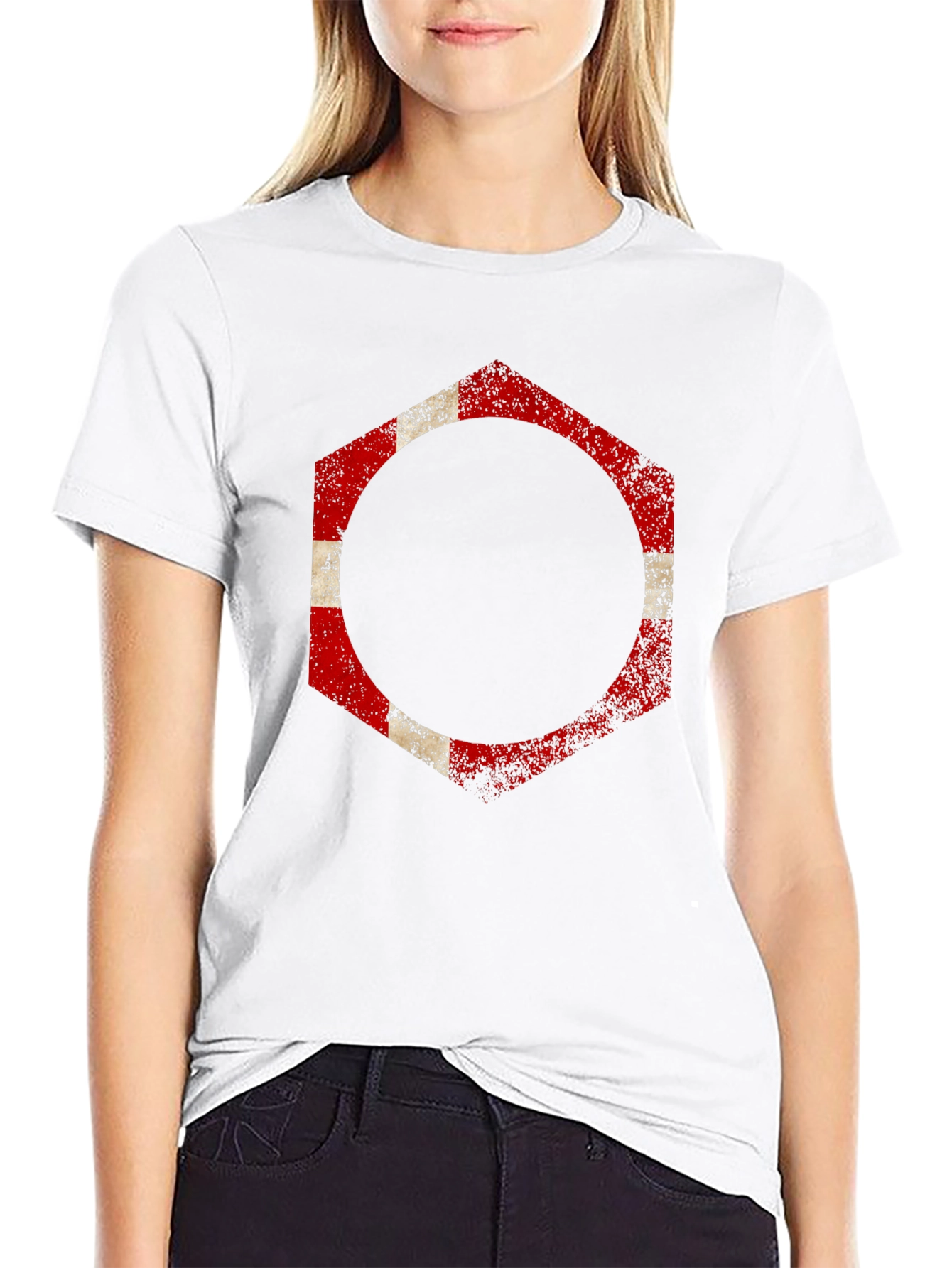 Denmark Flag Hexagon Graphic T-Shirt