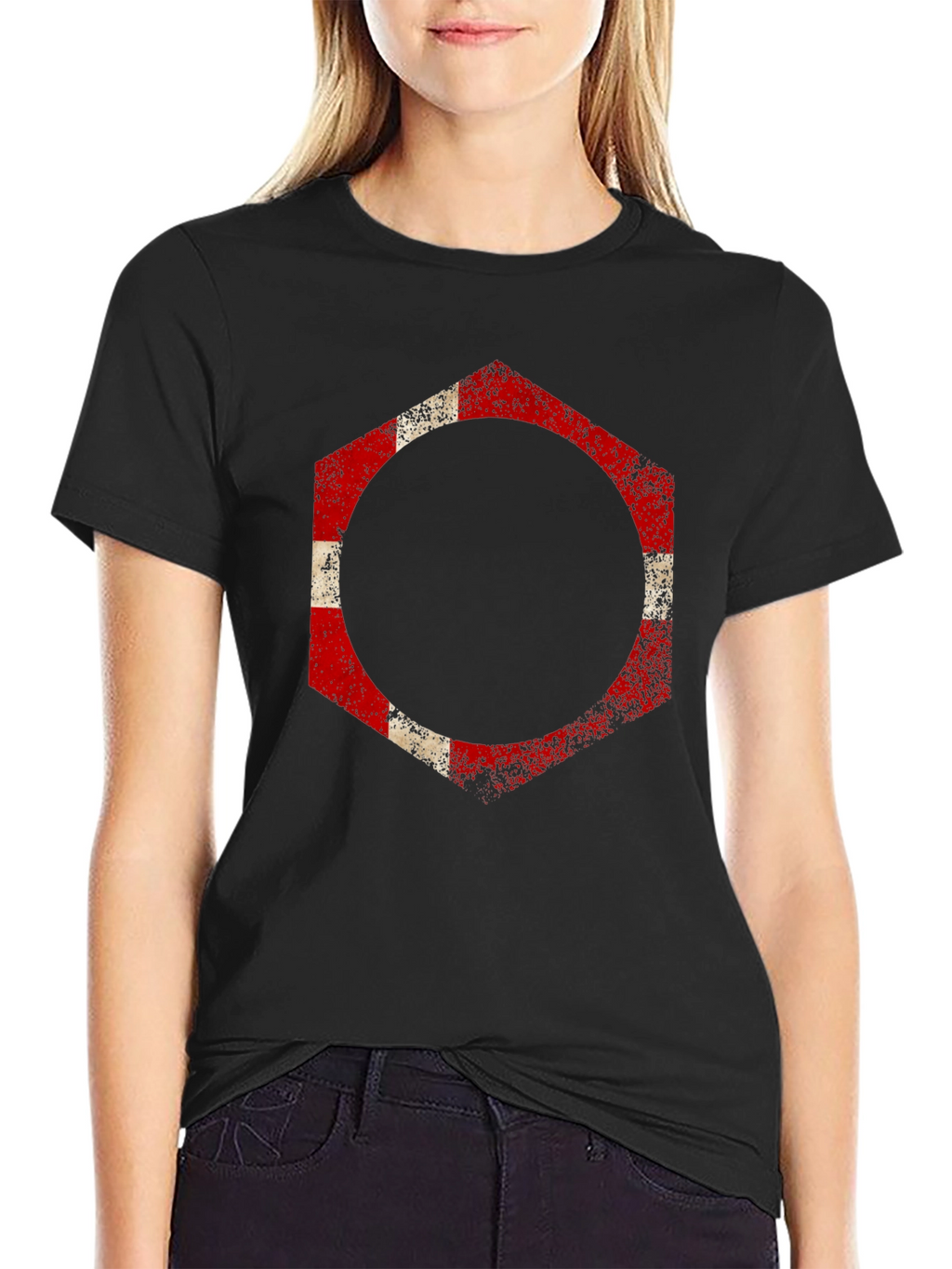 Denmark Flag Hexagon Graphic T-Shirt