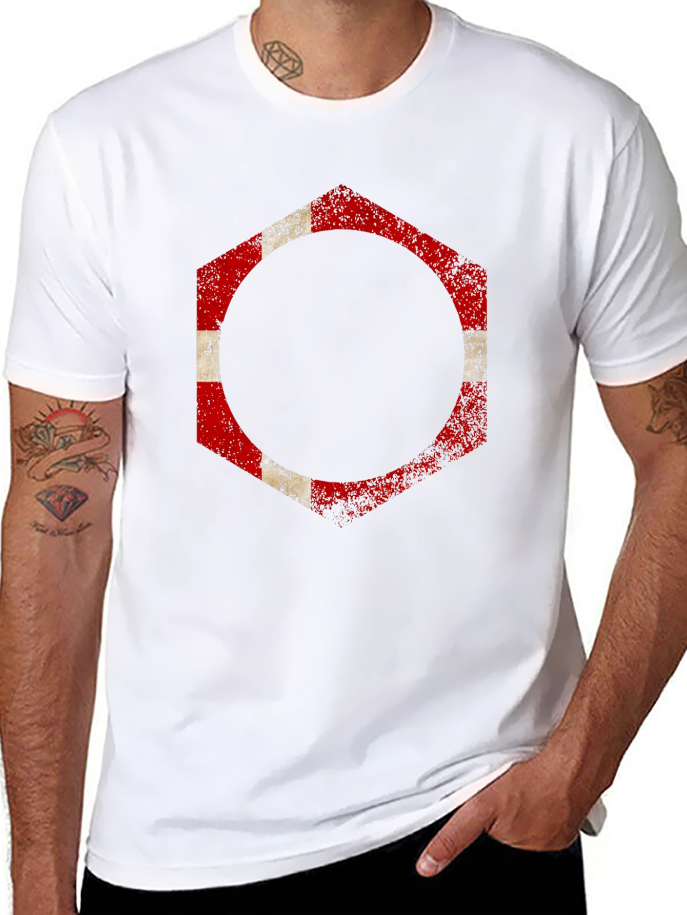 Denmark Flag Hexagon Graphic T-Shirt