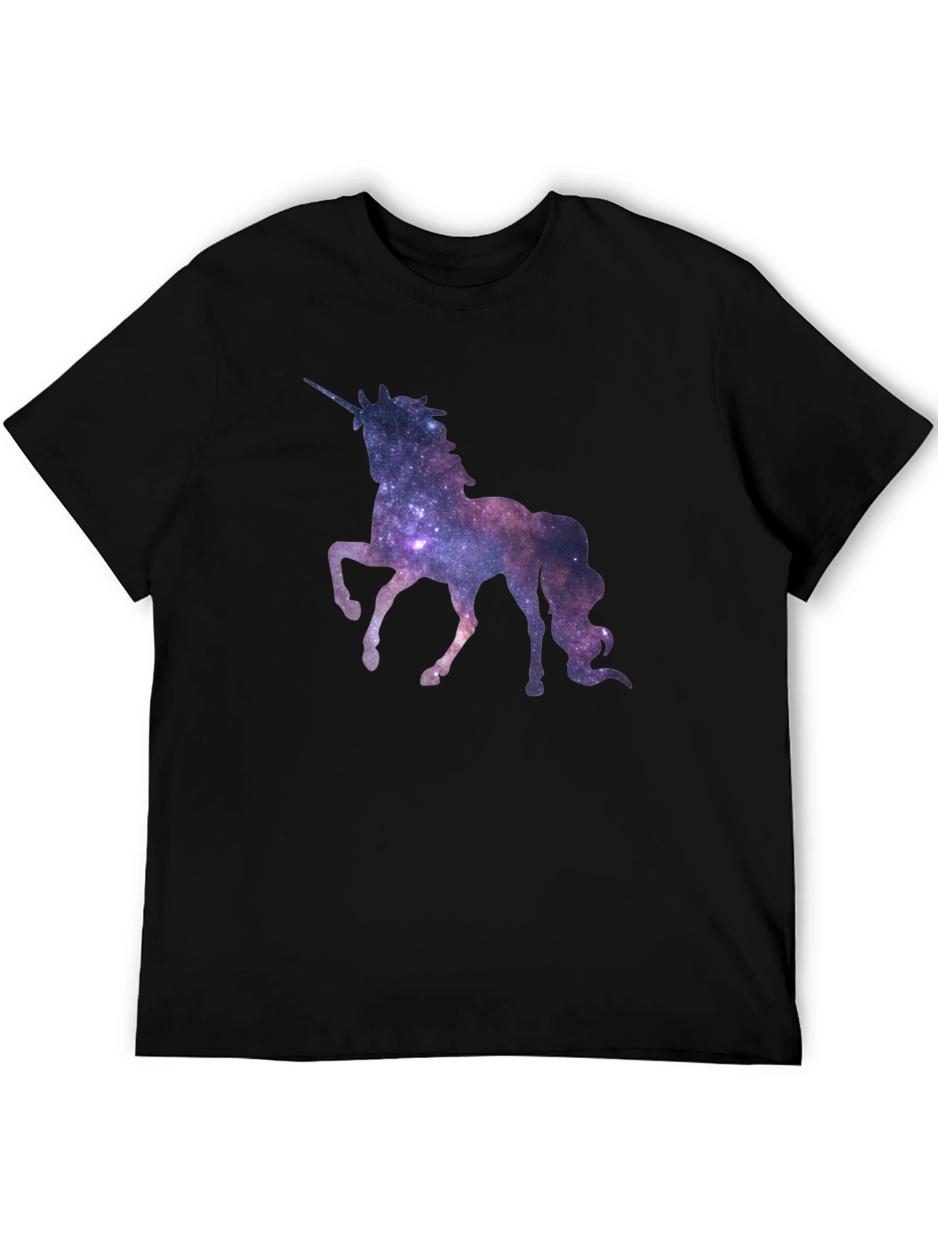 Galaxy Unicorn Graphic Tee - Black Cotton T-Shirt