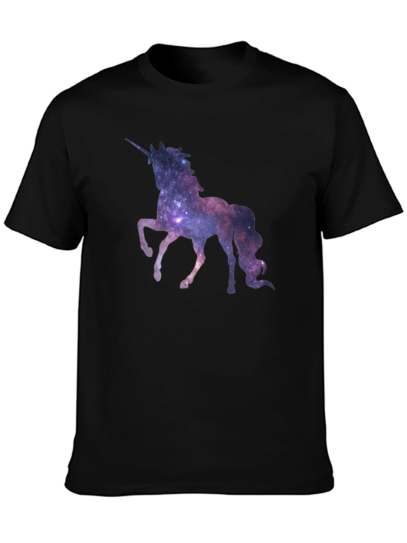 Galaxy Unicorn Graphic Tee - Black Cotton T-Shirt