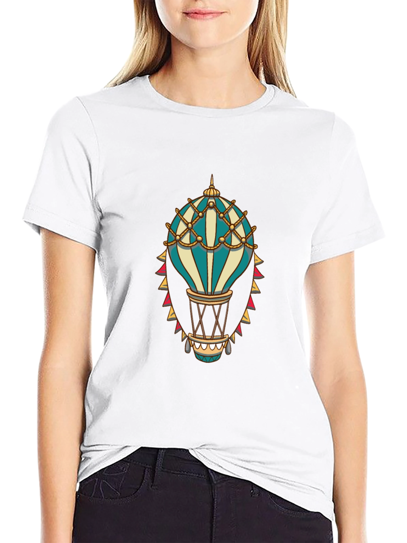 Hot Air Balloon Graphic Tee - Steampunk Style
