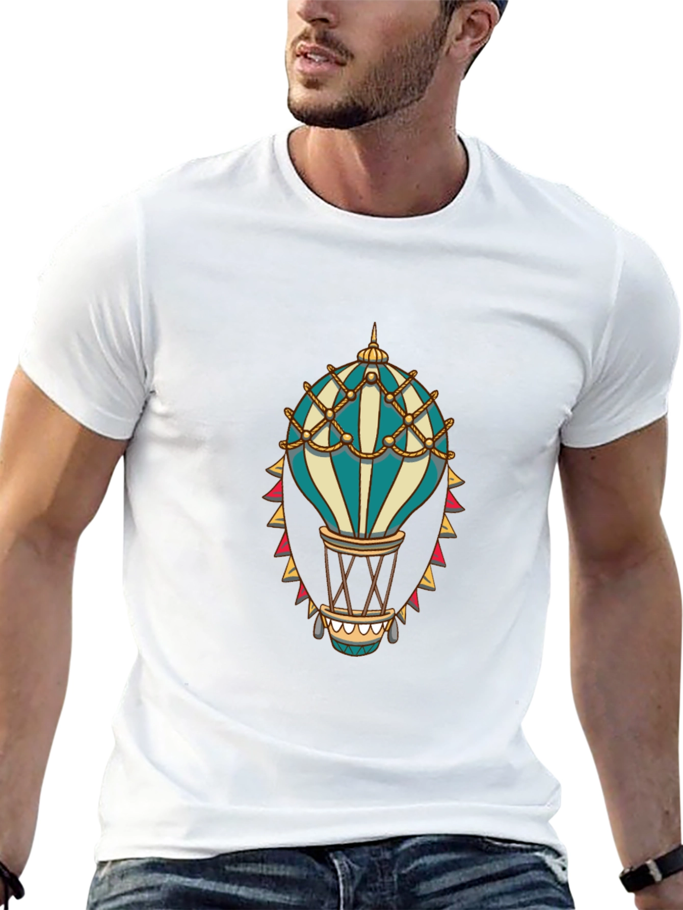Hot Air Balloon Graphic Tee - Steampunk Style