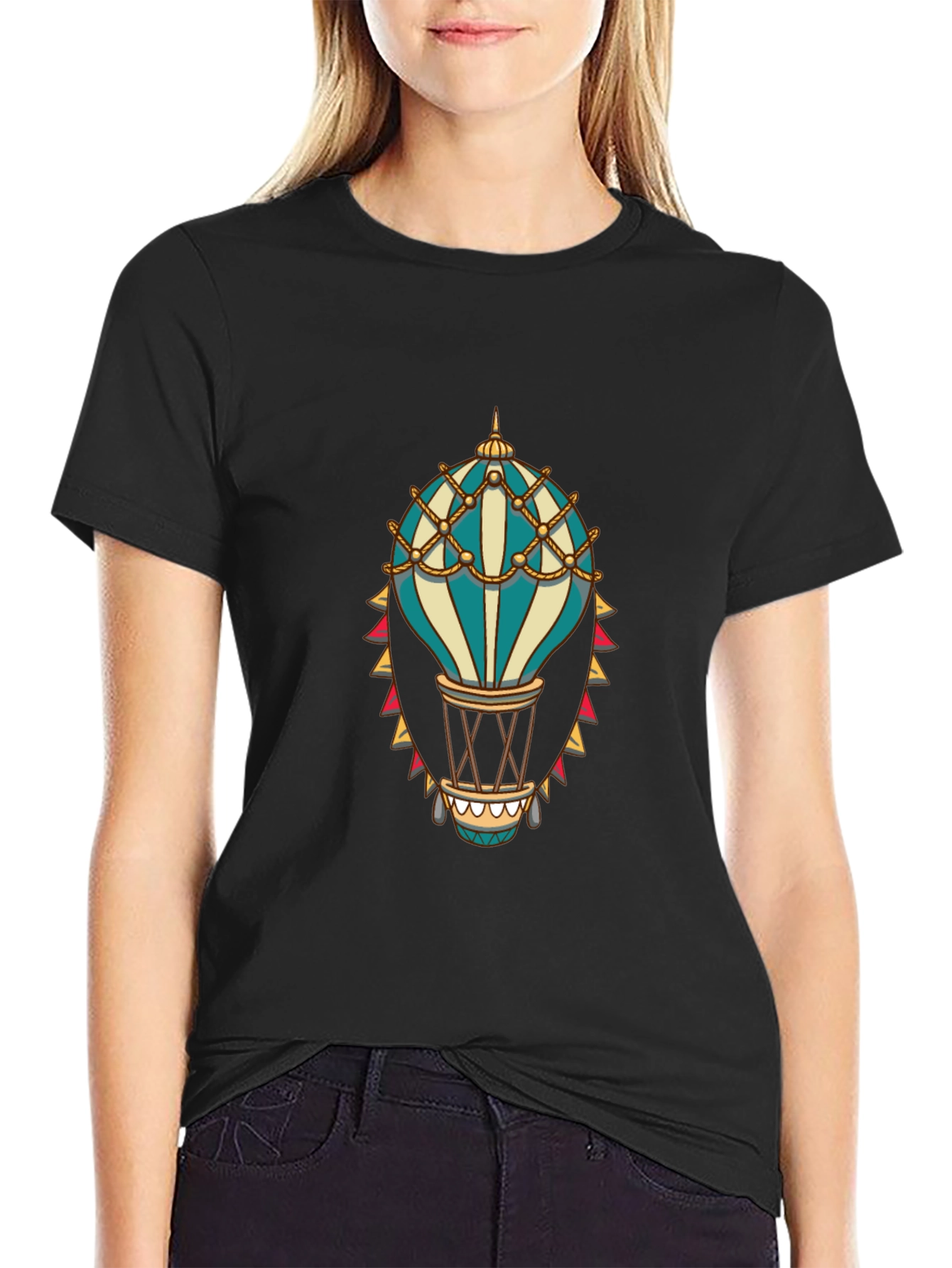 Hot Air Balloon Graphic Tee - Steampunk Style