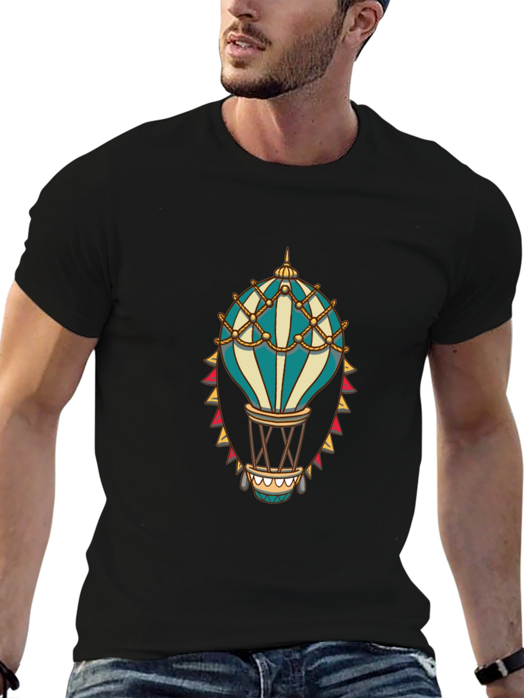 Hot Air Balloon Graphic Tee - Steampunk Style