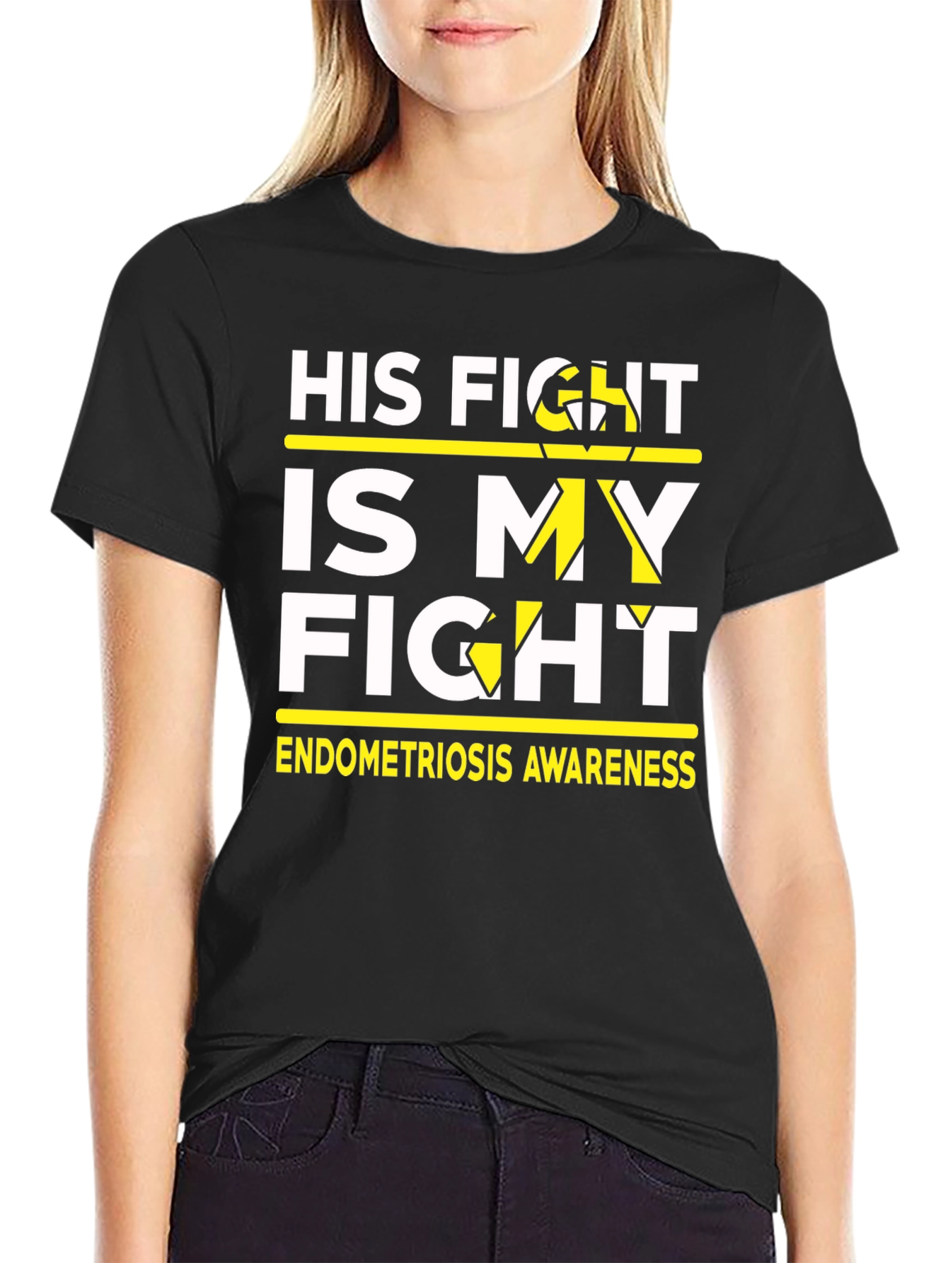 His Fight Is My Fight Endometriosis Awareness T-Shirt
