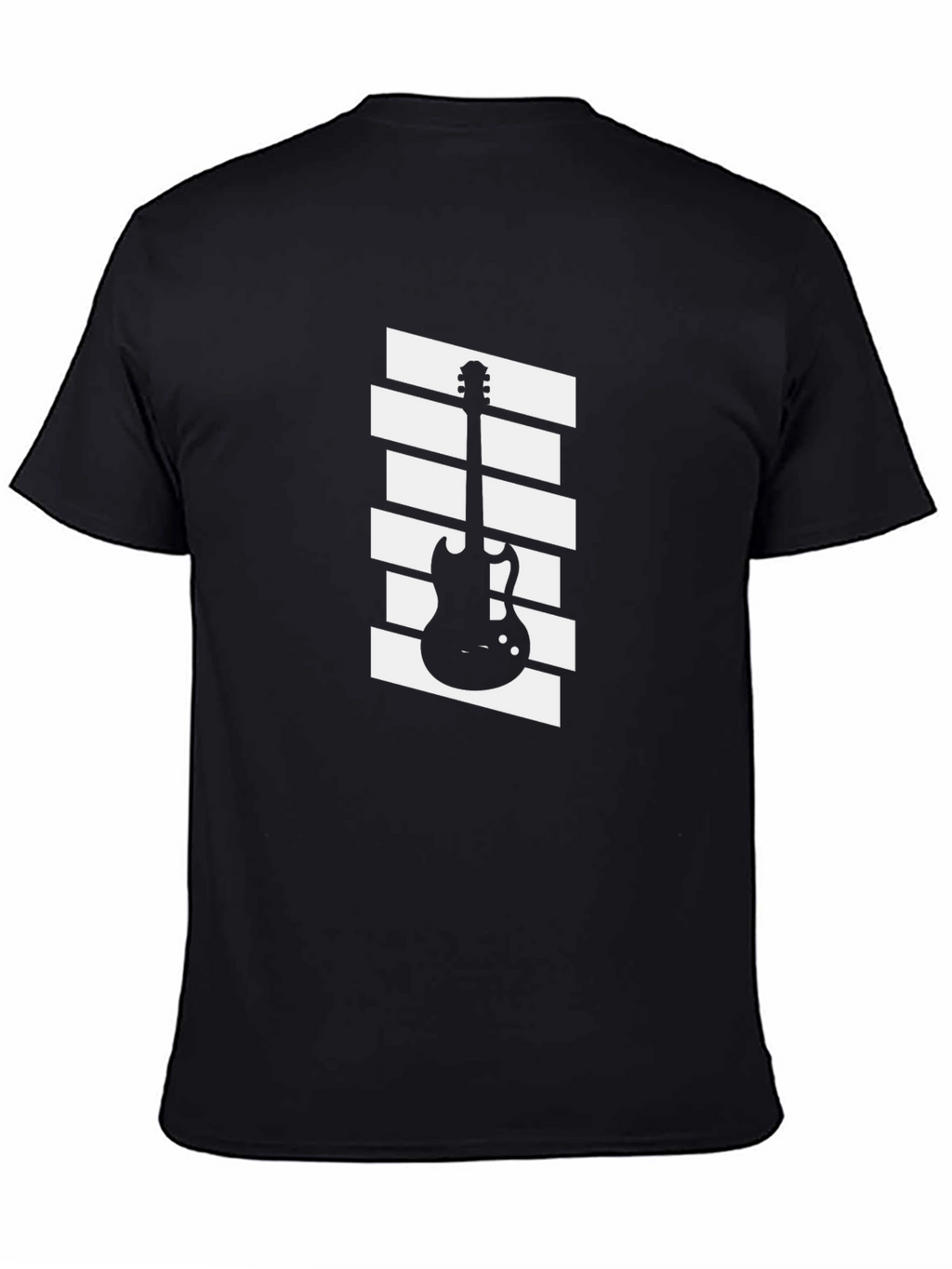 Guitar Graphic Tee - Black Cotton Casual Shirt