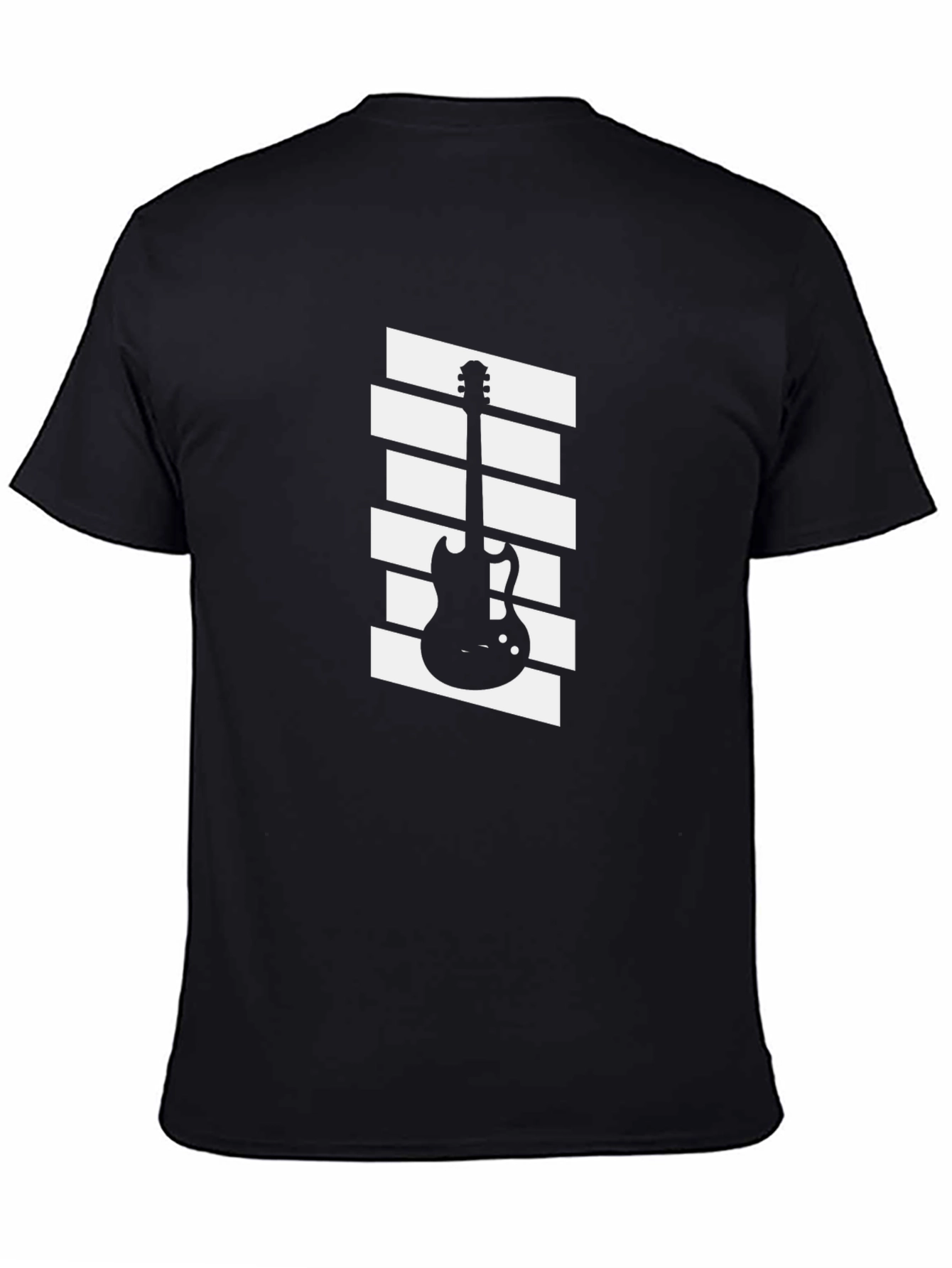 Guitar Graphic Tee - Black Cotton Casual Shirt