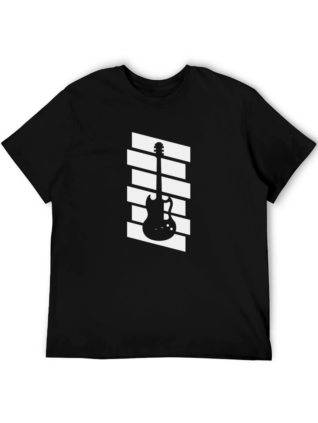 Guitar Graphic Tee - Black Cotton Casual Shirt
