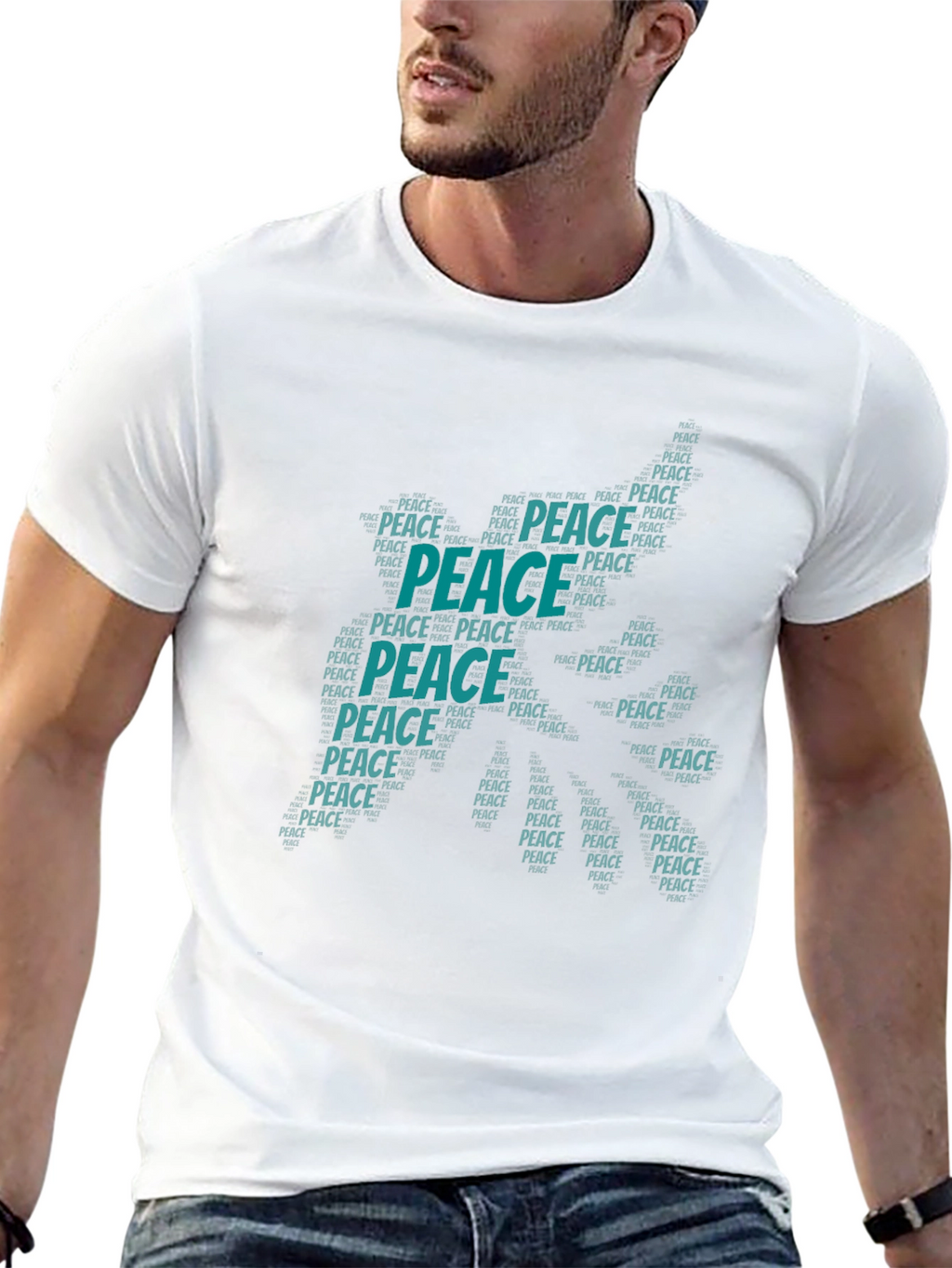 Peace Word Art Graphic T-Shirt - Black