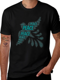 Peace Word Art Graphic T-Shirt - Black
