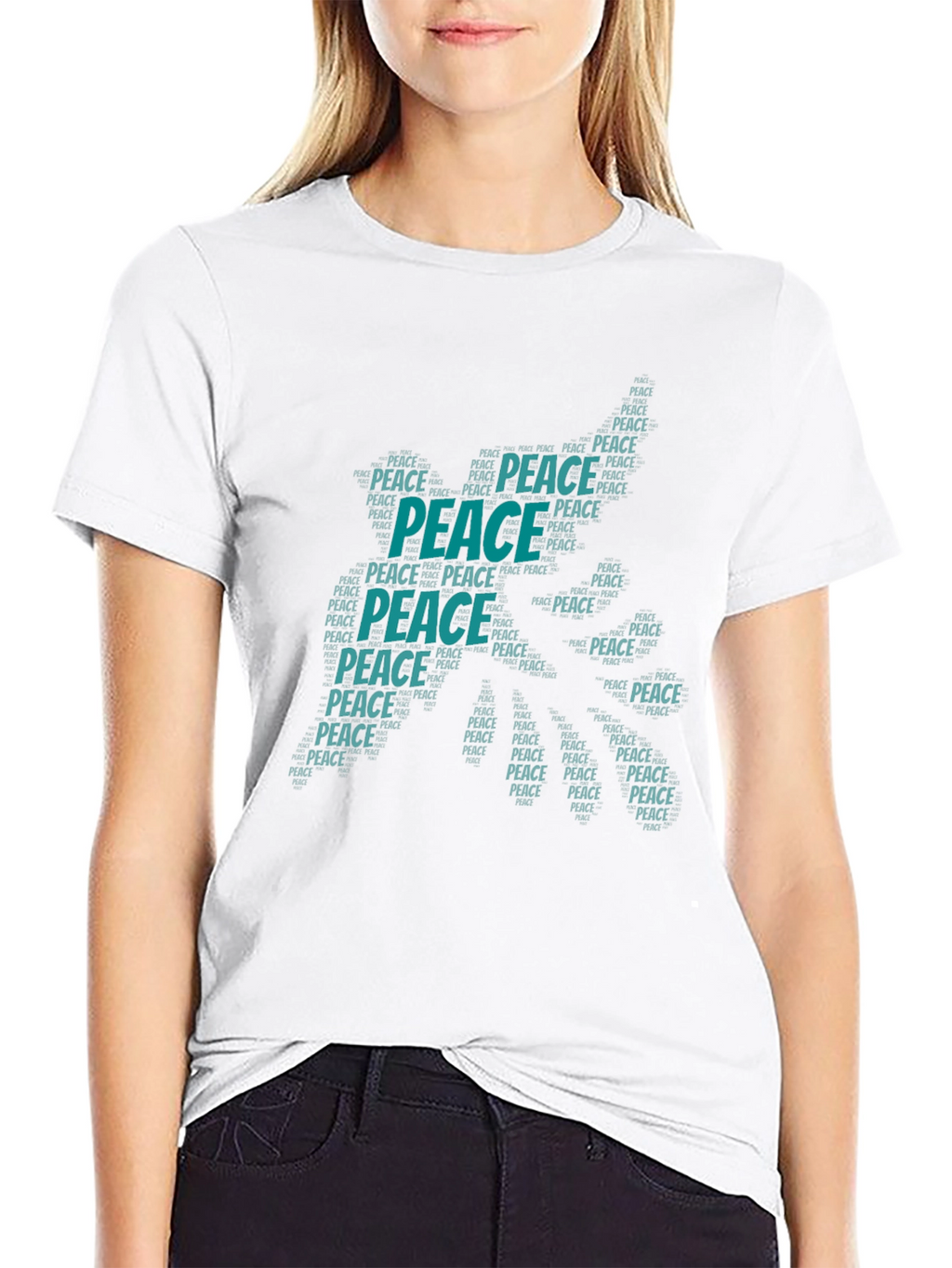 Peace Word Art Graphic T-Shirt - Black
