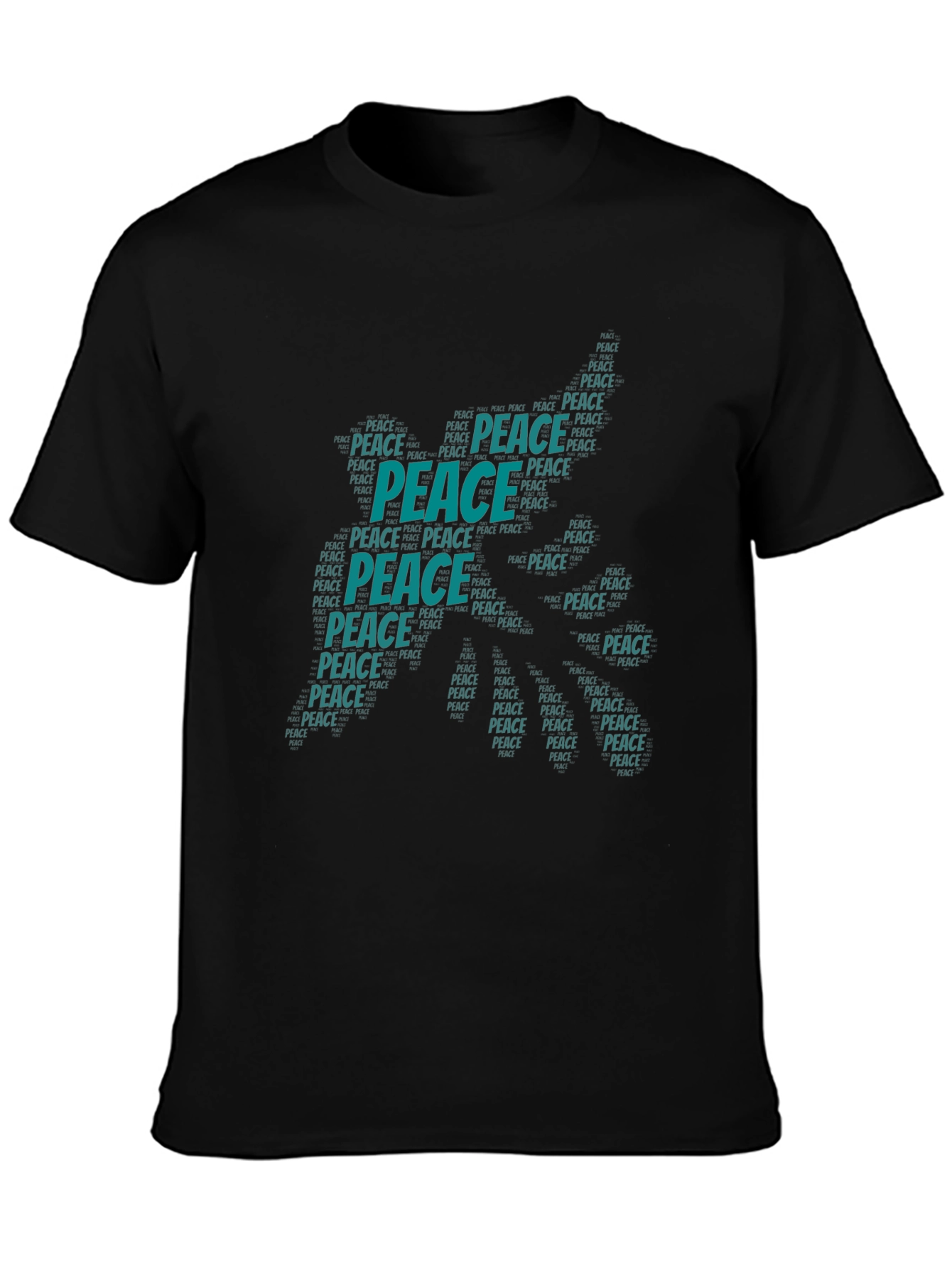 Peace Word Art Graphic T-Shirt - Black