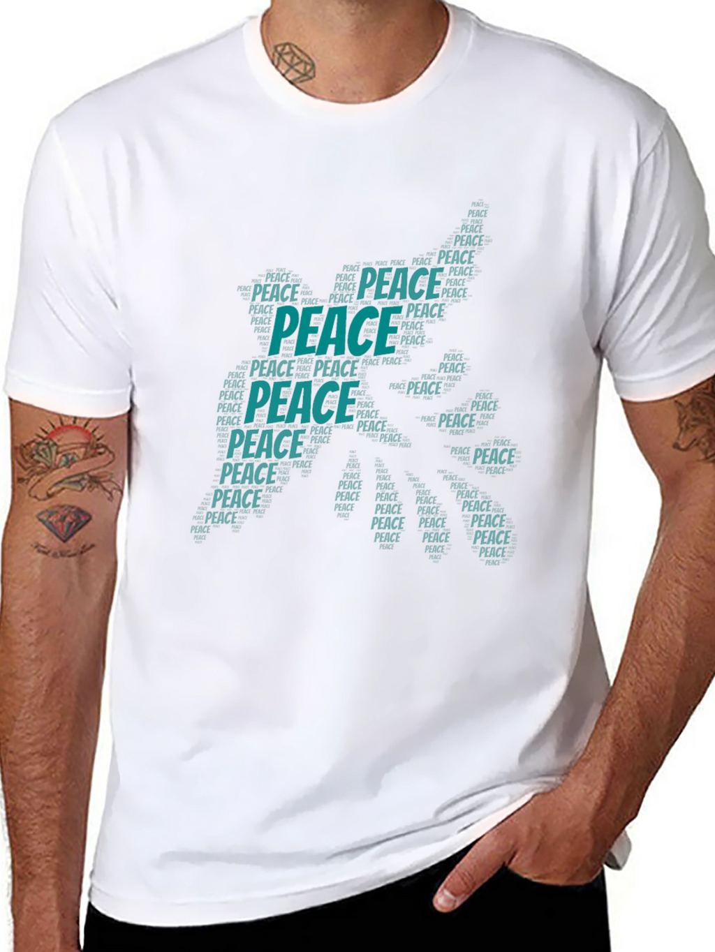 Peace Word Art Graphic T-Shirt - Black