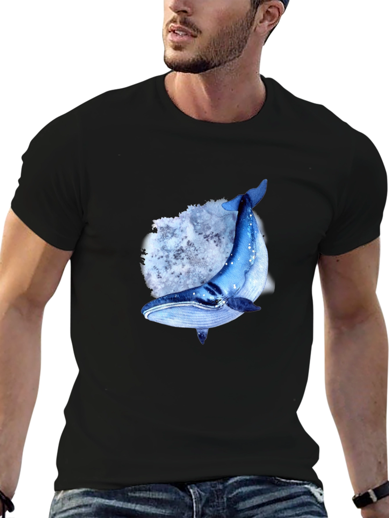 Whale Graphic T-Shirt - Mens Black Tee