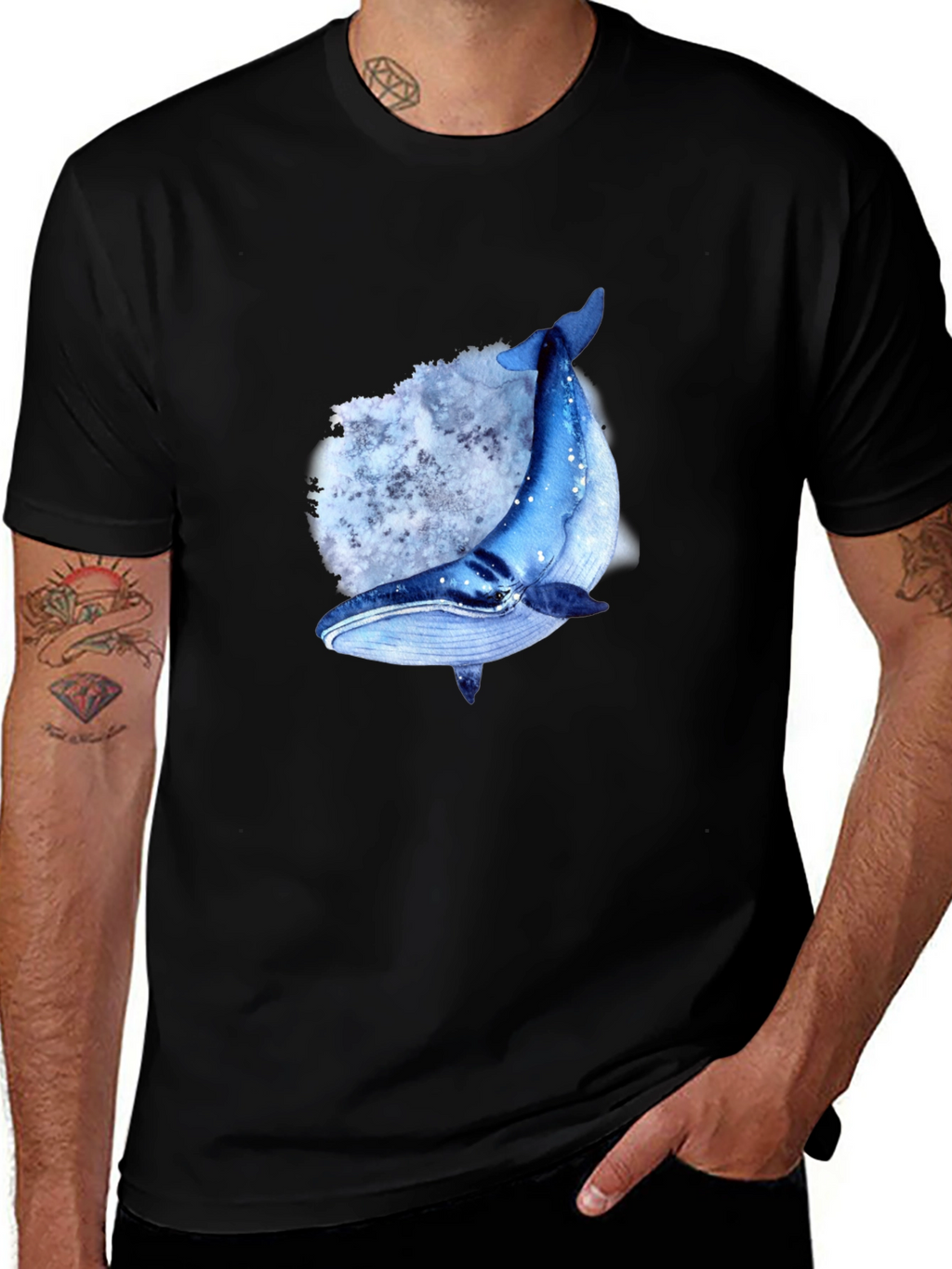 Whale Graphic T-Shirt - Mens Black Tee