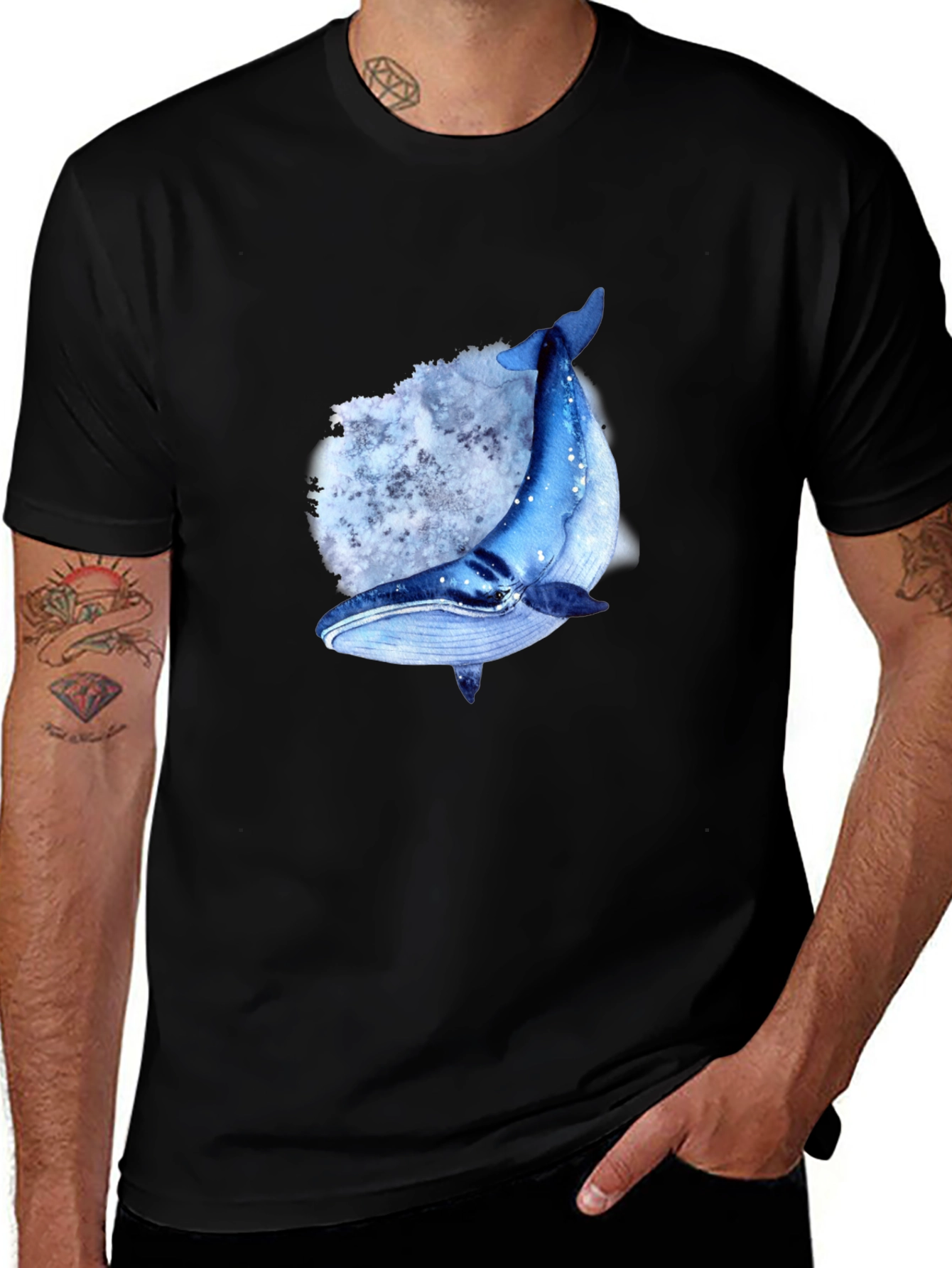Whale Graphic T-Shirt - Mens Black Tee