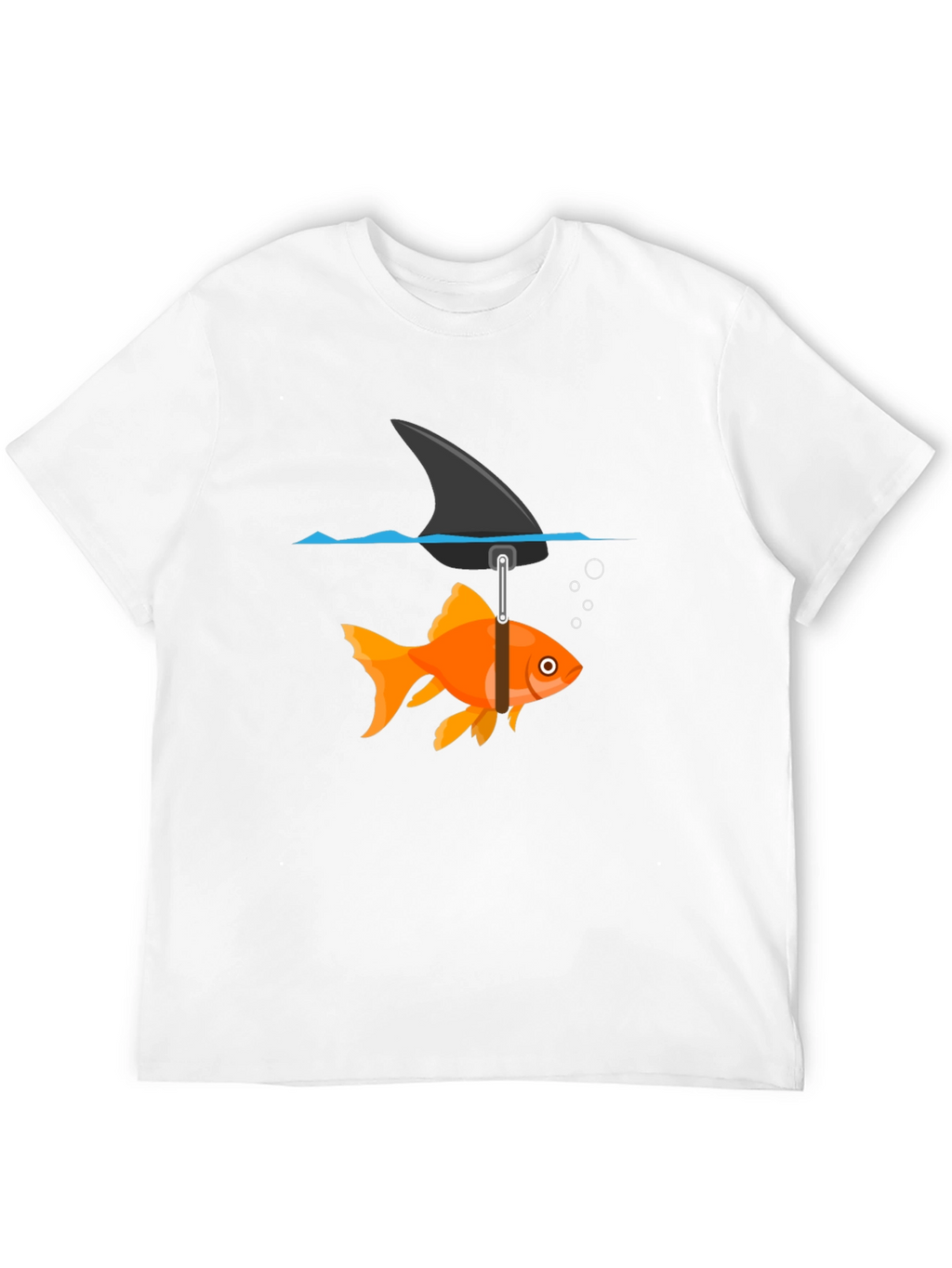 Funny Goldfish Shark Fin Black T-Shirt