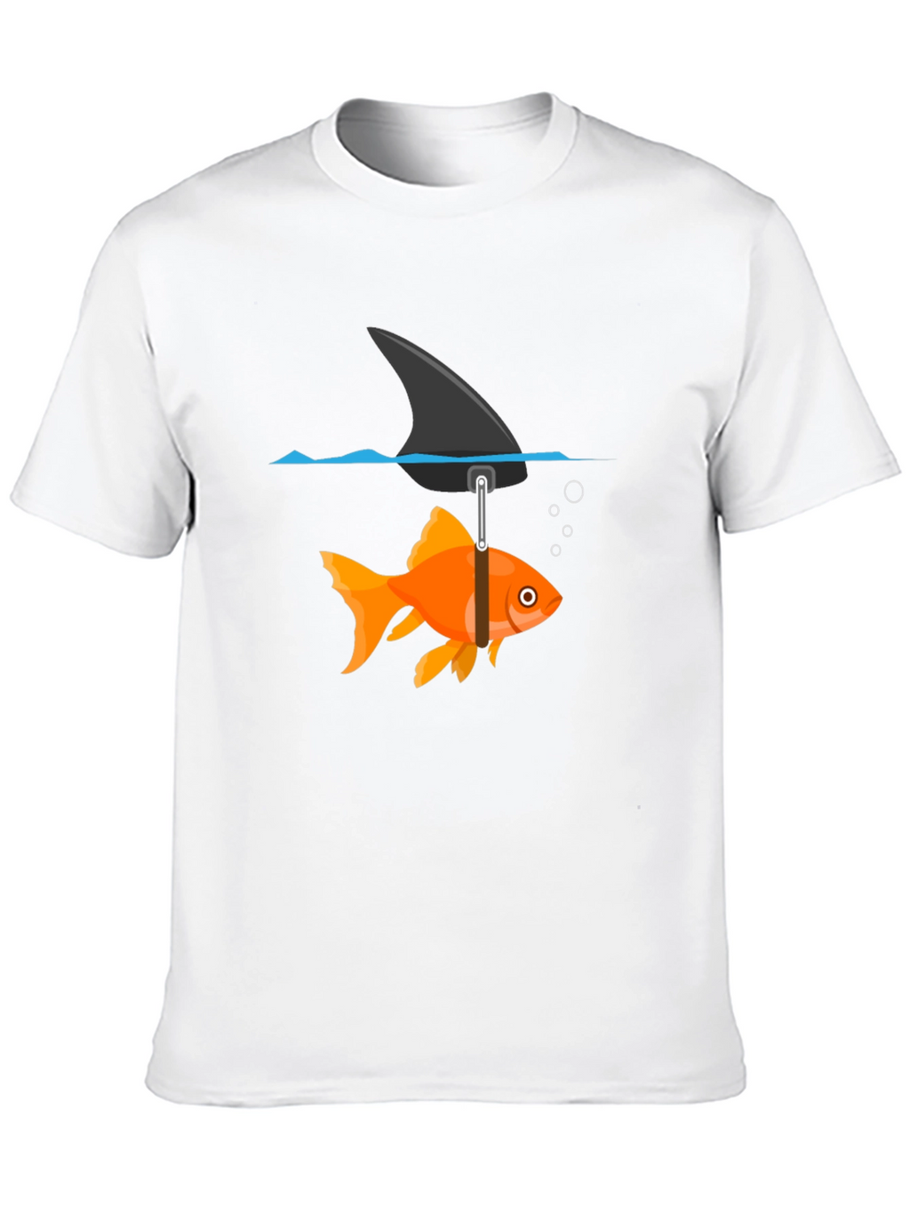 Funny Goldfish Shark Fin Black T-Shirt