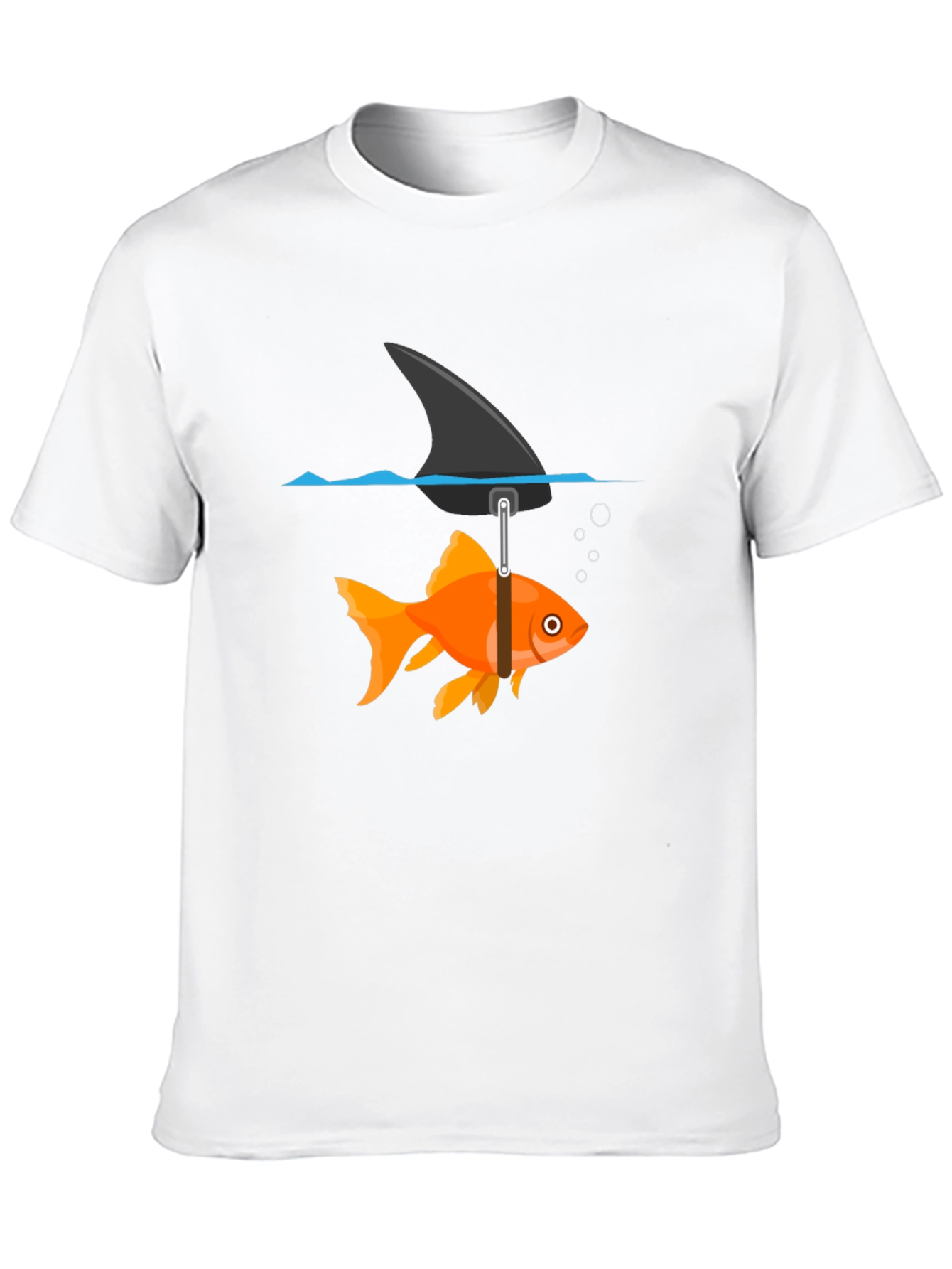 Funny Goldfish Shark Fin Black T-Shirt