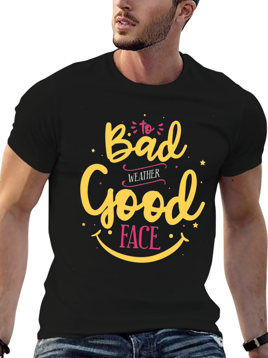 Bad Weather Good Face Black Graphic Tee