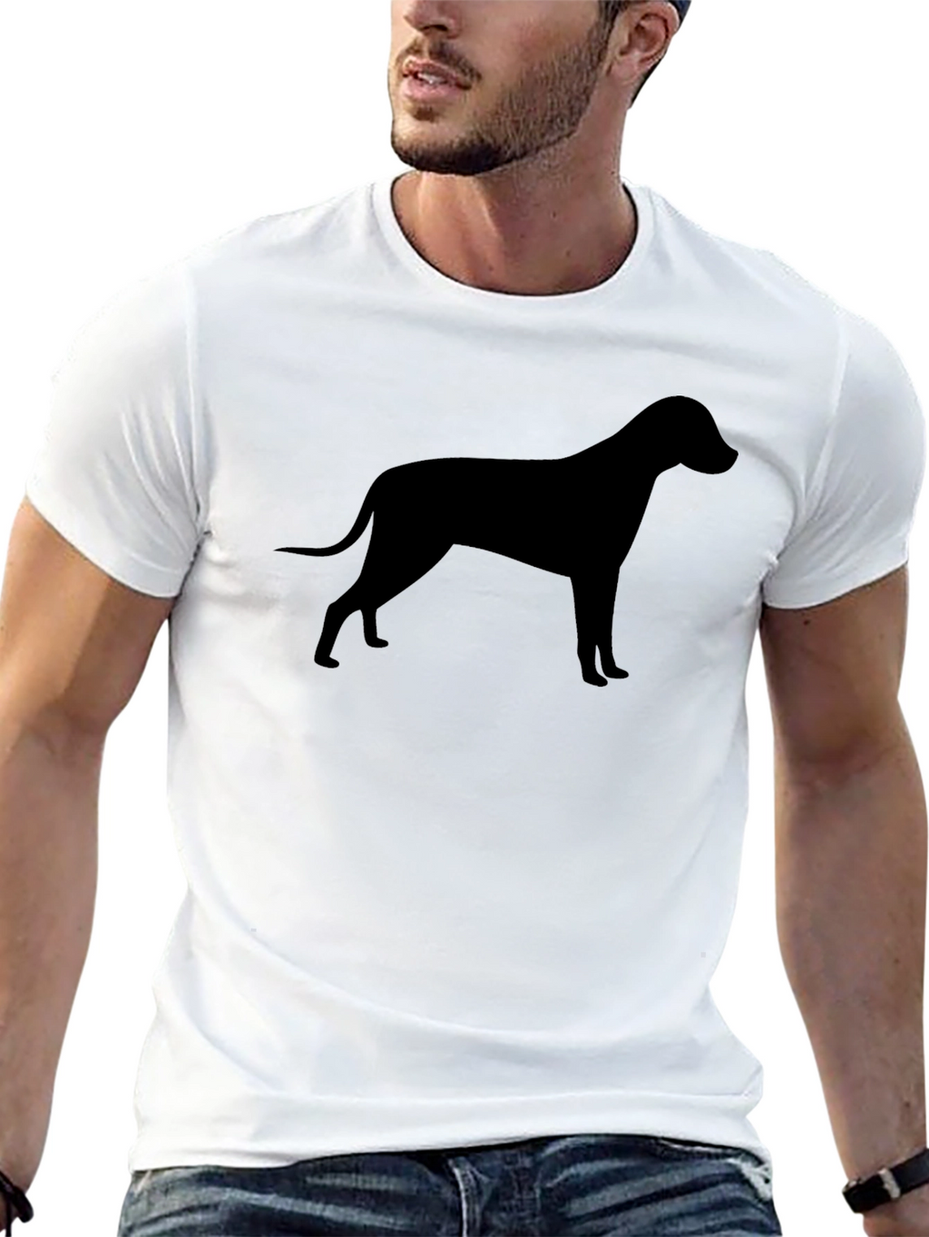 Dog Silhouette Black T-Shirt Unisex Casual Tee