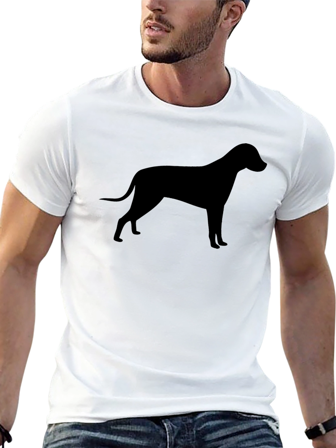 Dog Silhouette Black T-Shirt Unisex Casual Tee